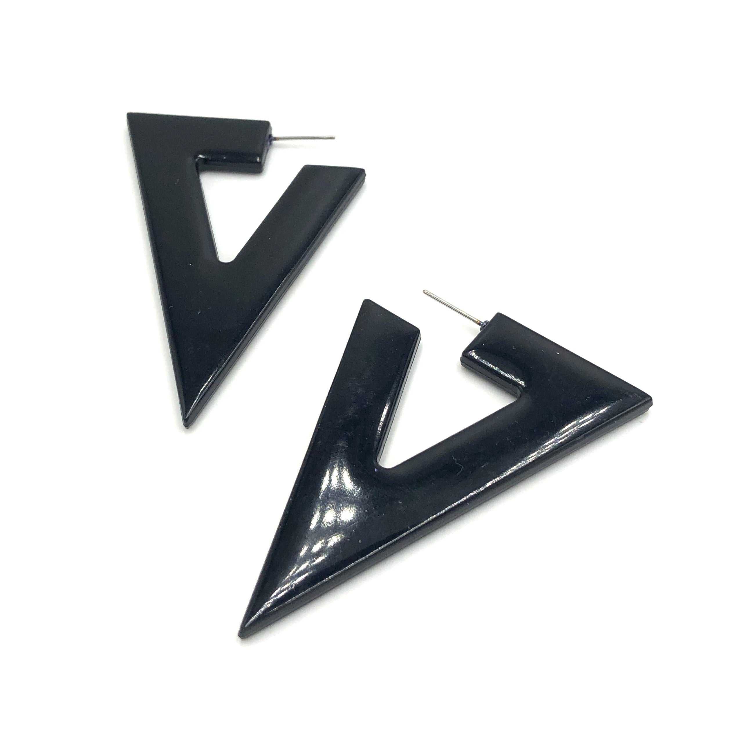 Black Bold Triangle Hoop Earrings