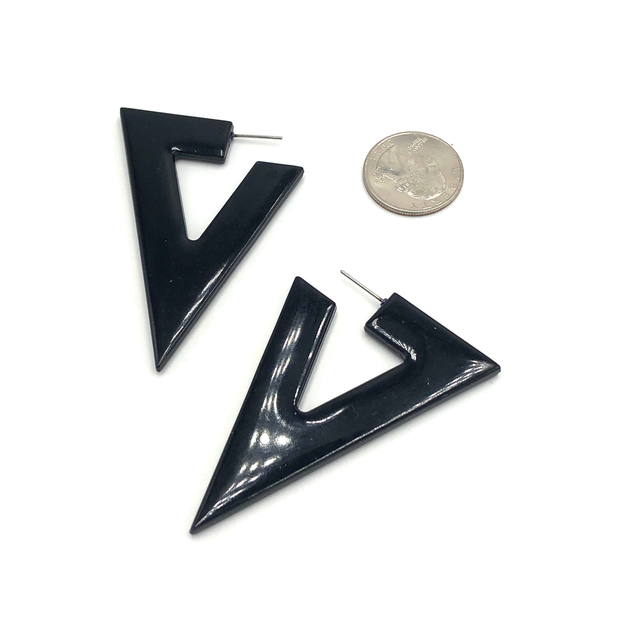 Black Bold Triangle Hoop Earrings