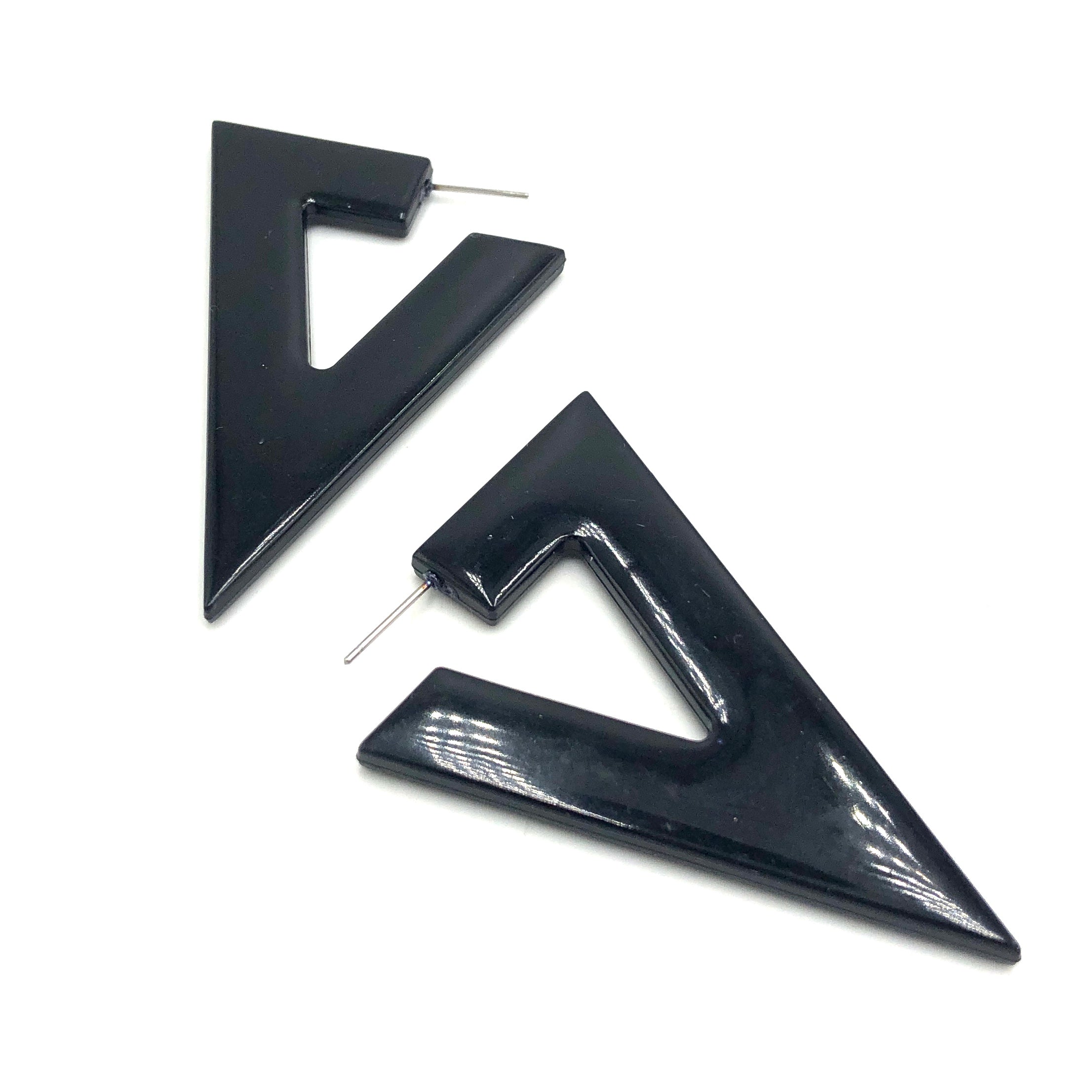 Black Bold Triangle Hoop Earrings
