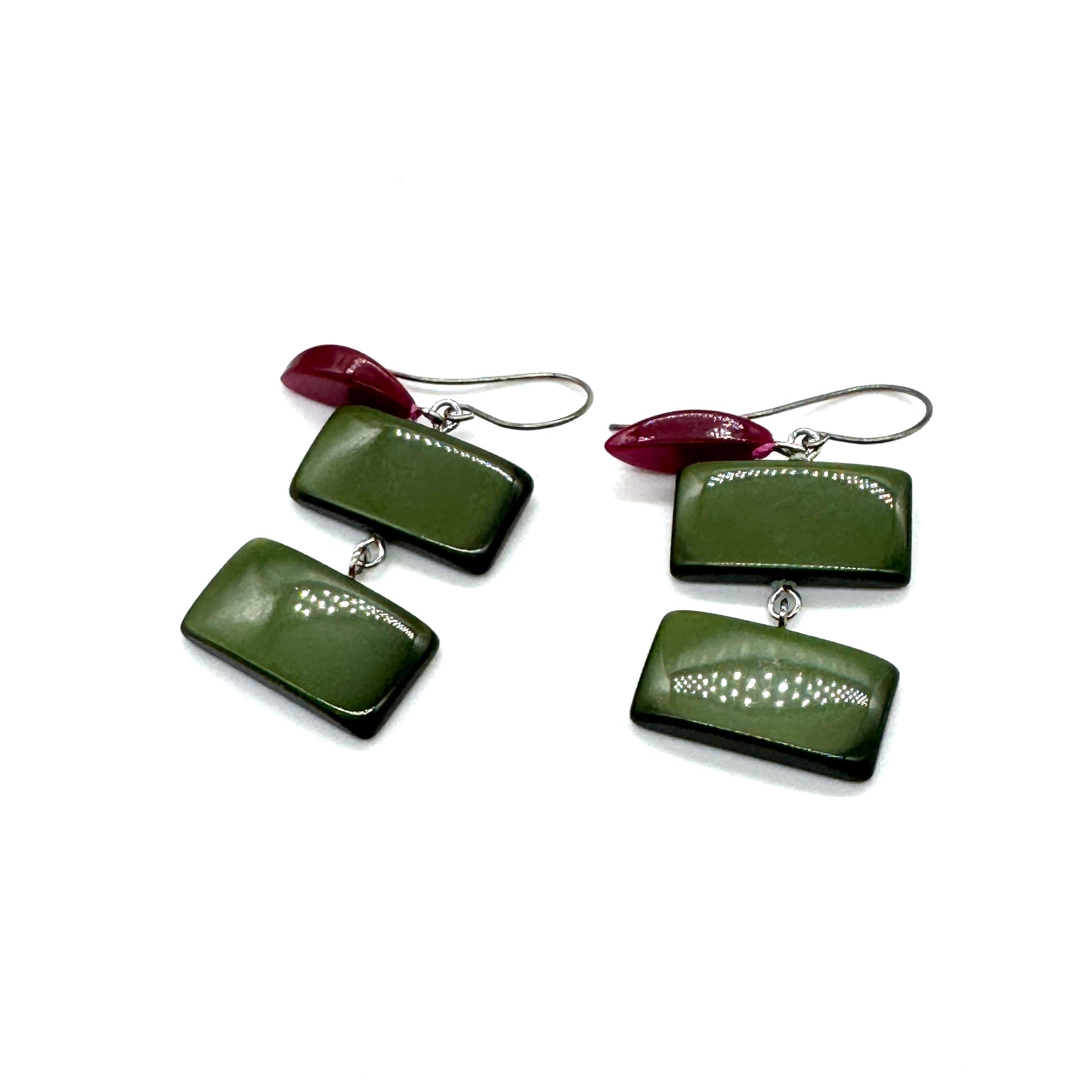 Forest & Cranberry Glow Drop Earrings