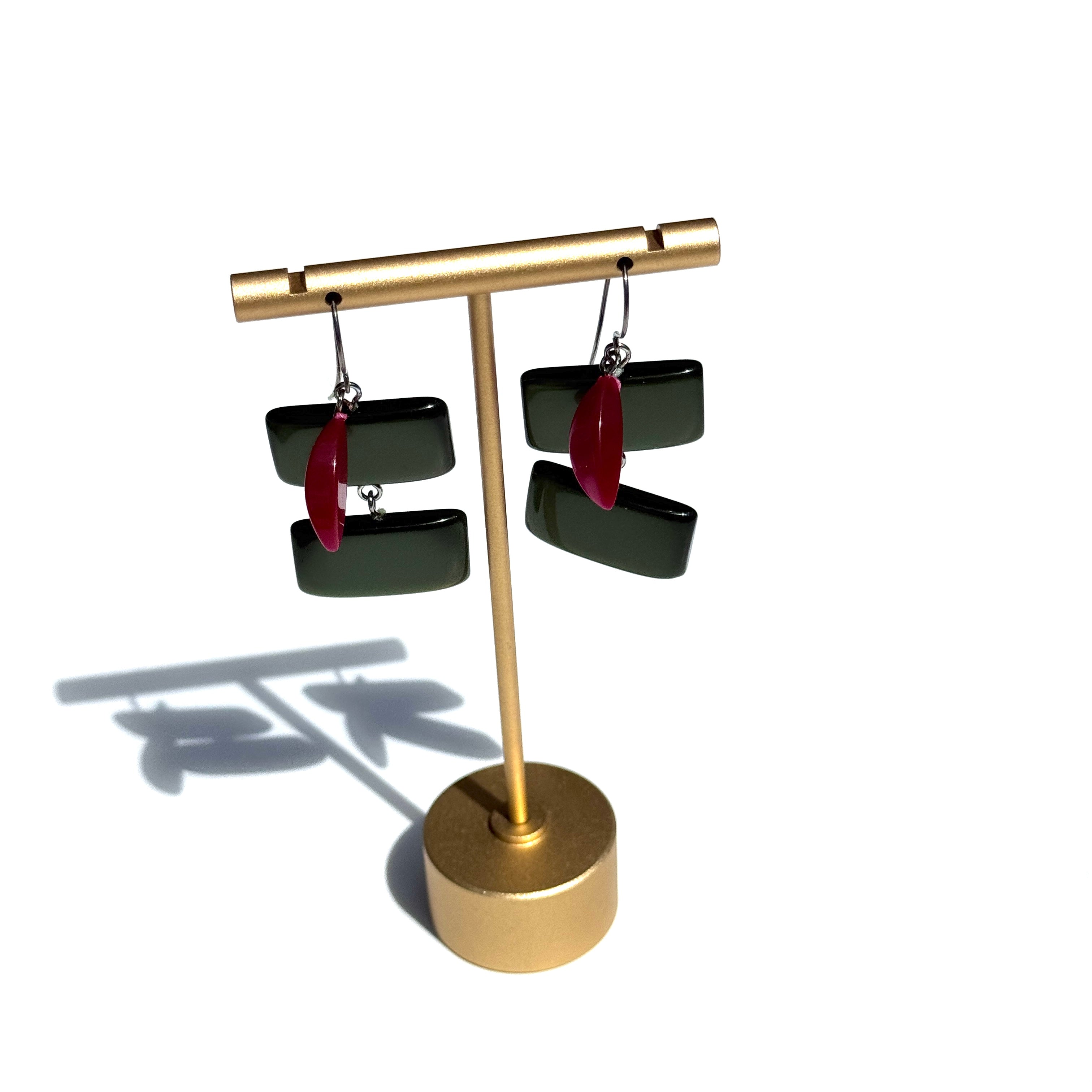 Forest & Cranberry Glow Drop Earrings