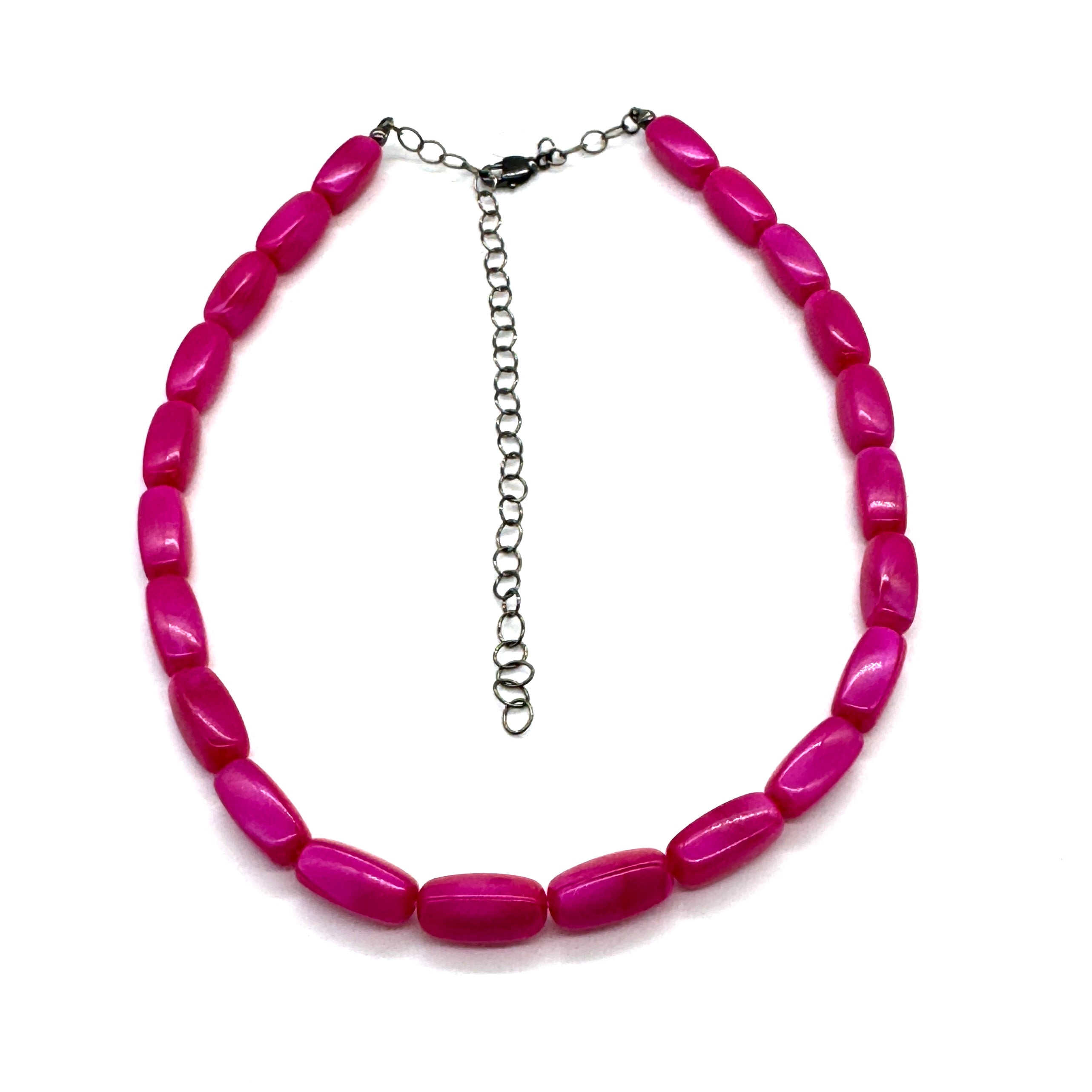 Deep Pink Aura Glow Rectangle Marco Necklace