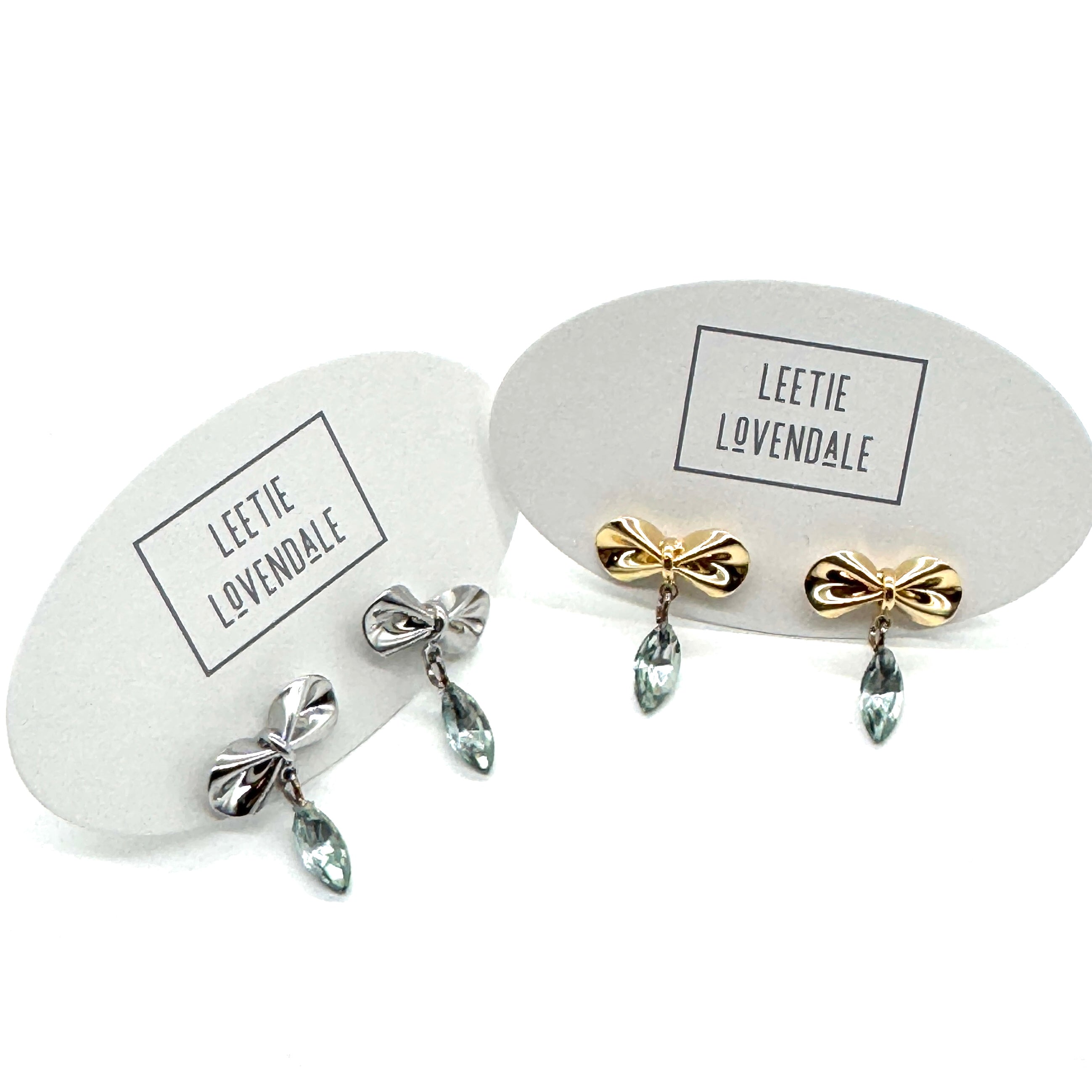 Pinched Bow & Mint Earrings