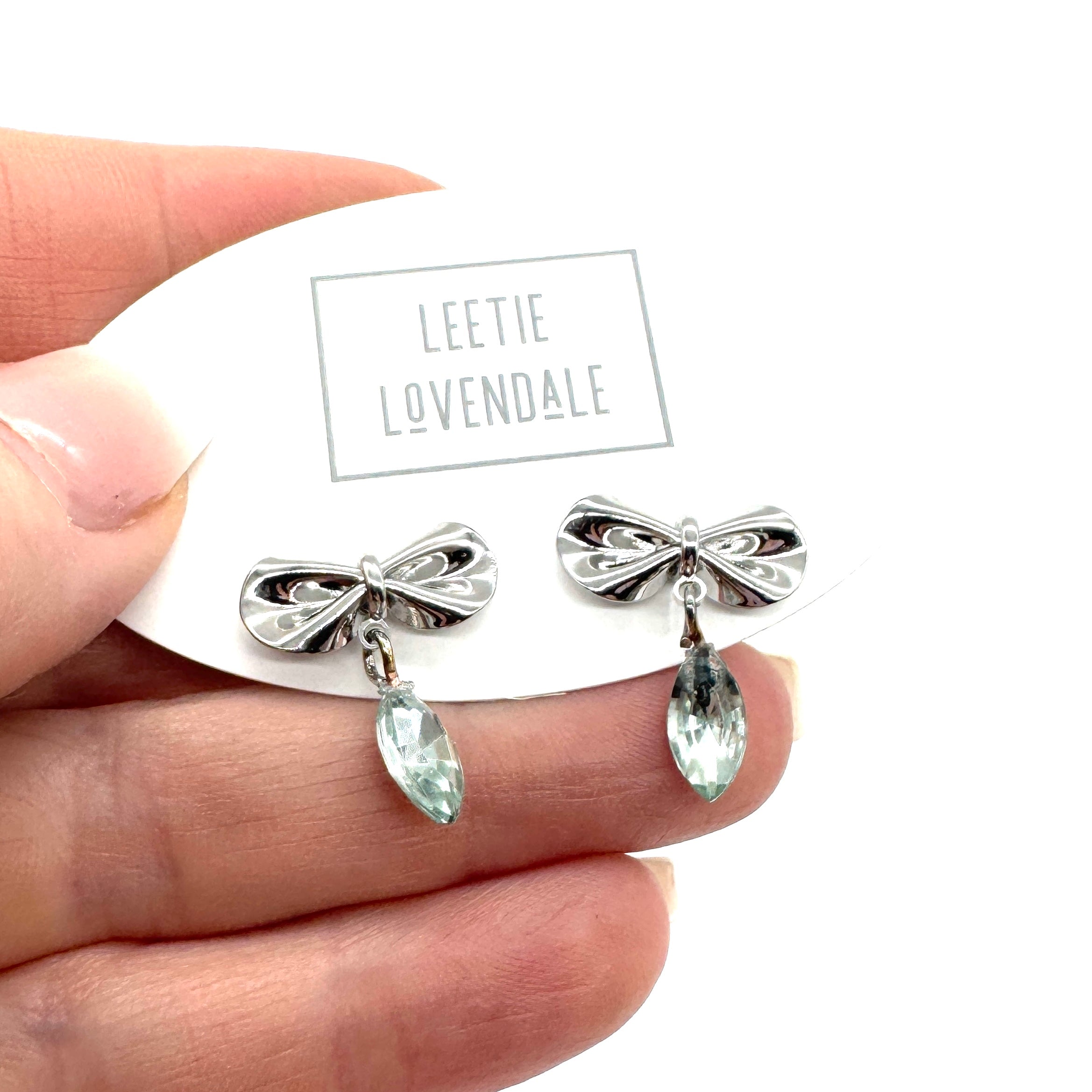 Pinched Bow & Mint Earrings