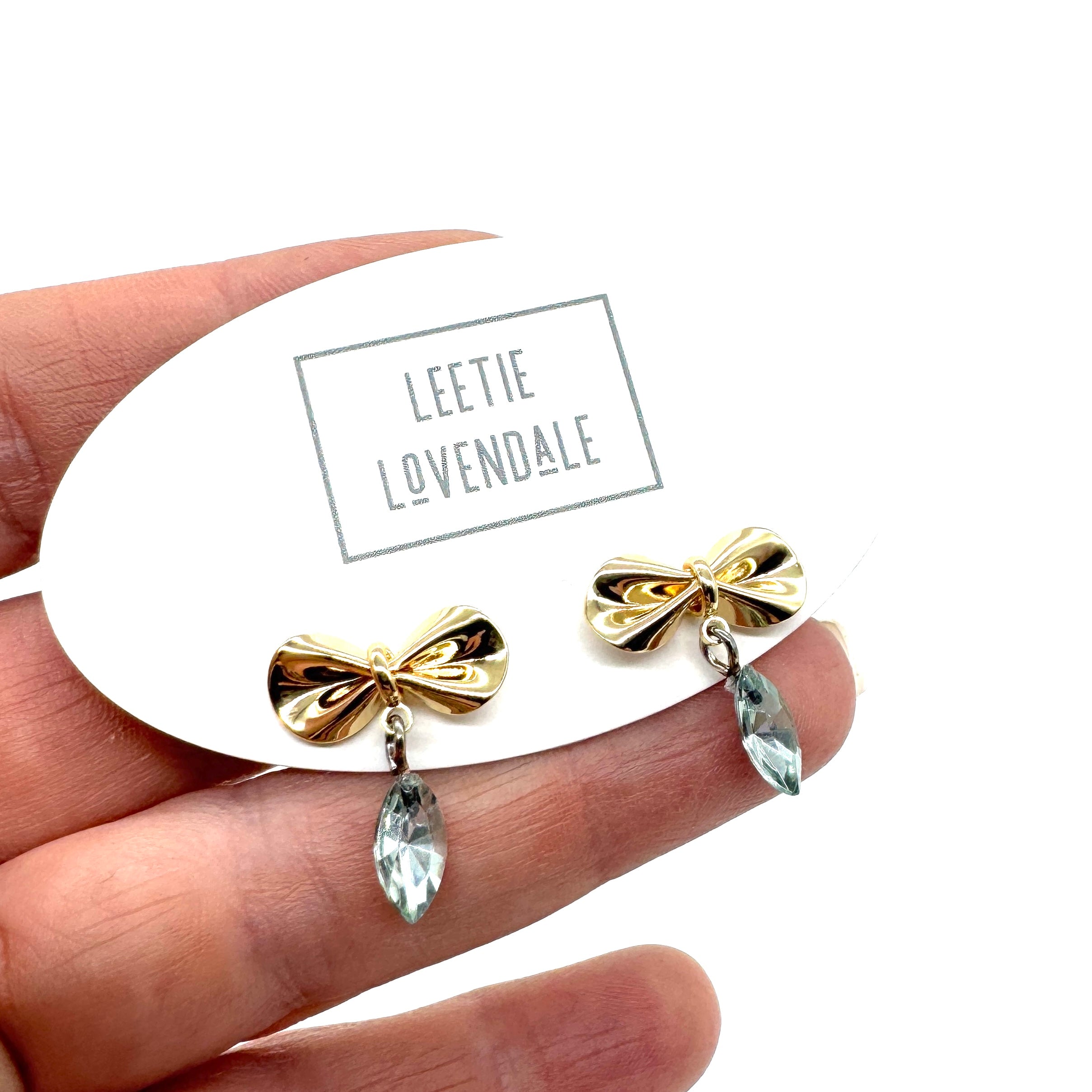 Pinched Bow & Mint Earrings