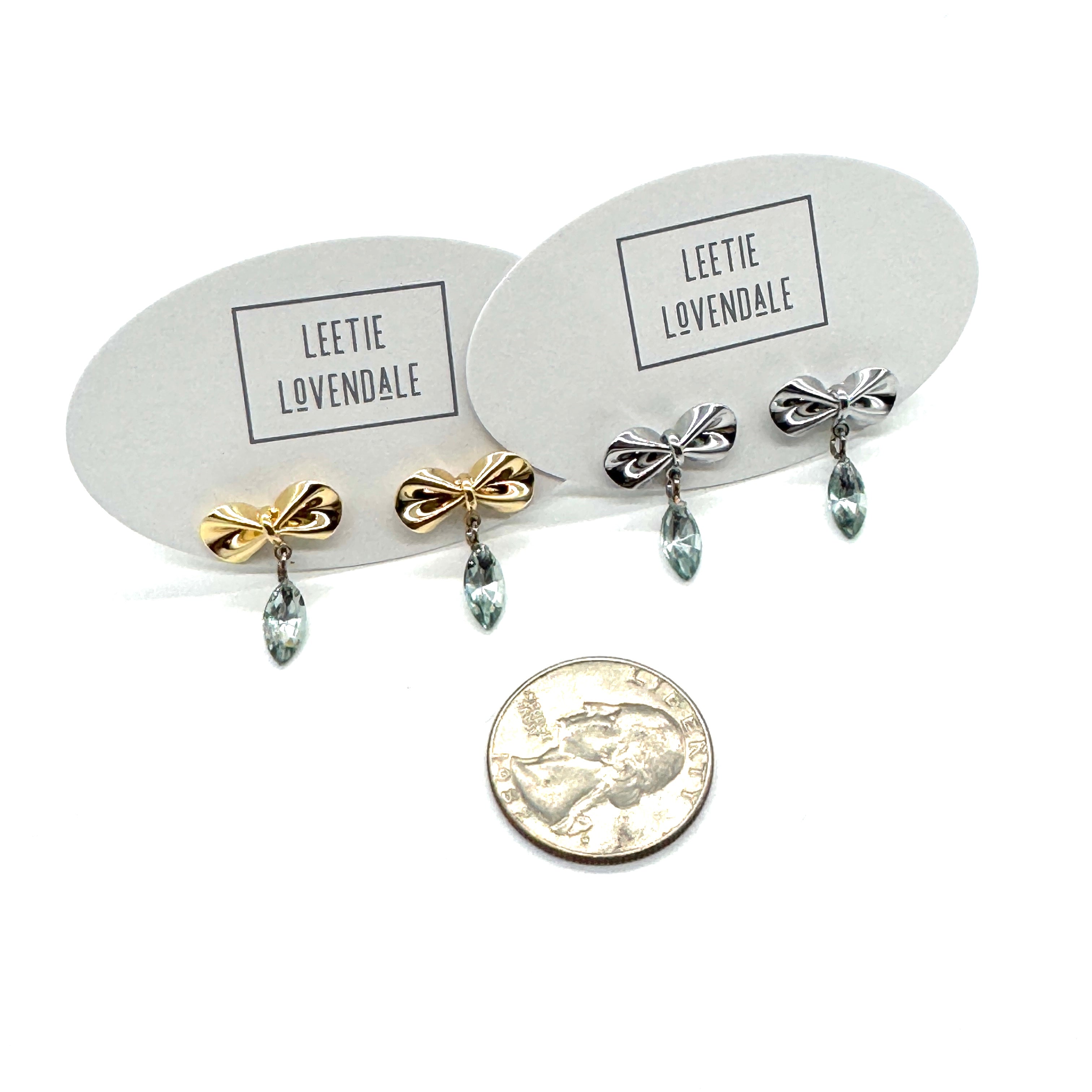 Pinched Bow & Mint Earrings