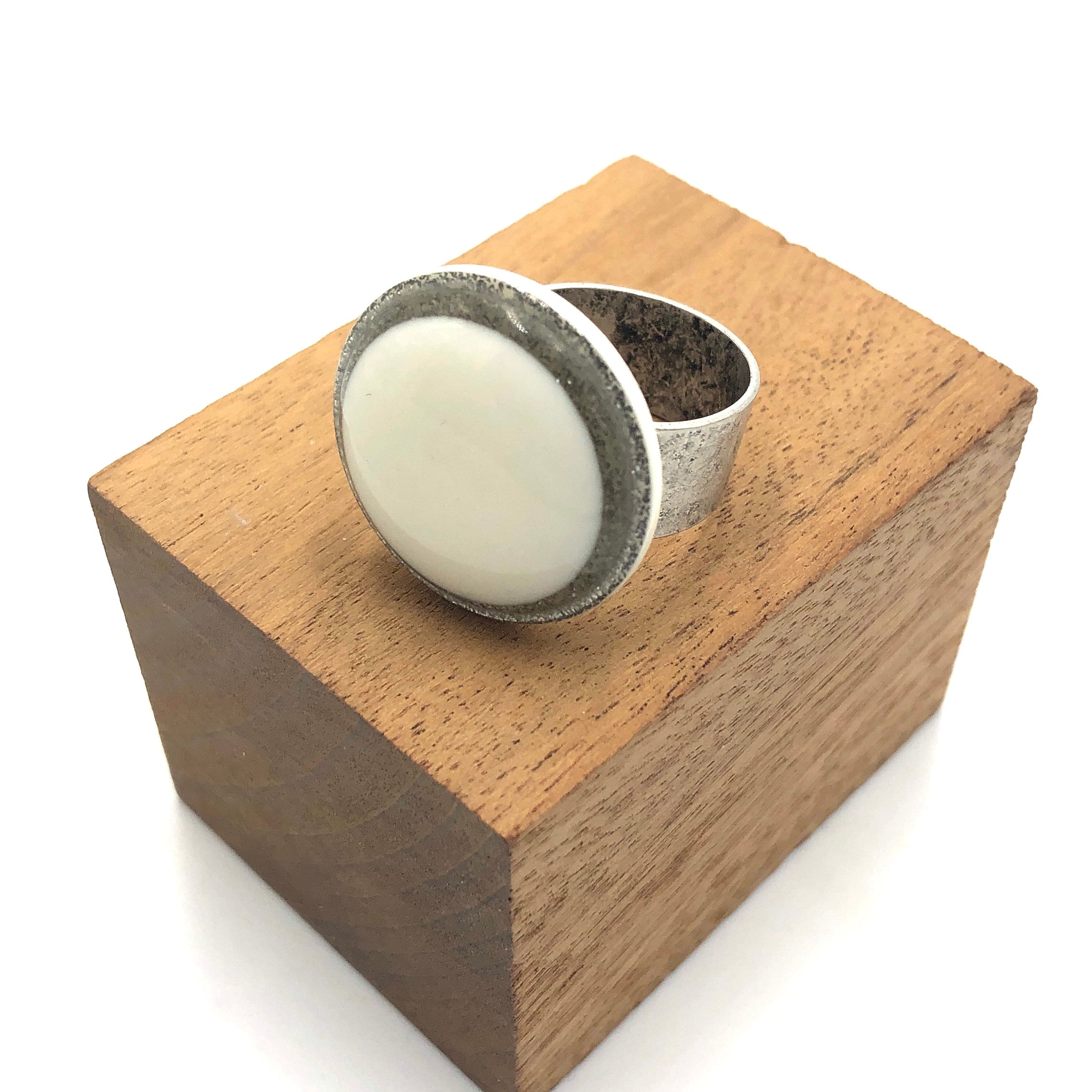 Glitter Resin Disc Cocktail Ring