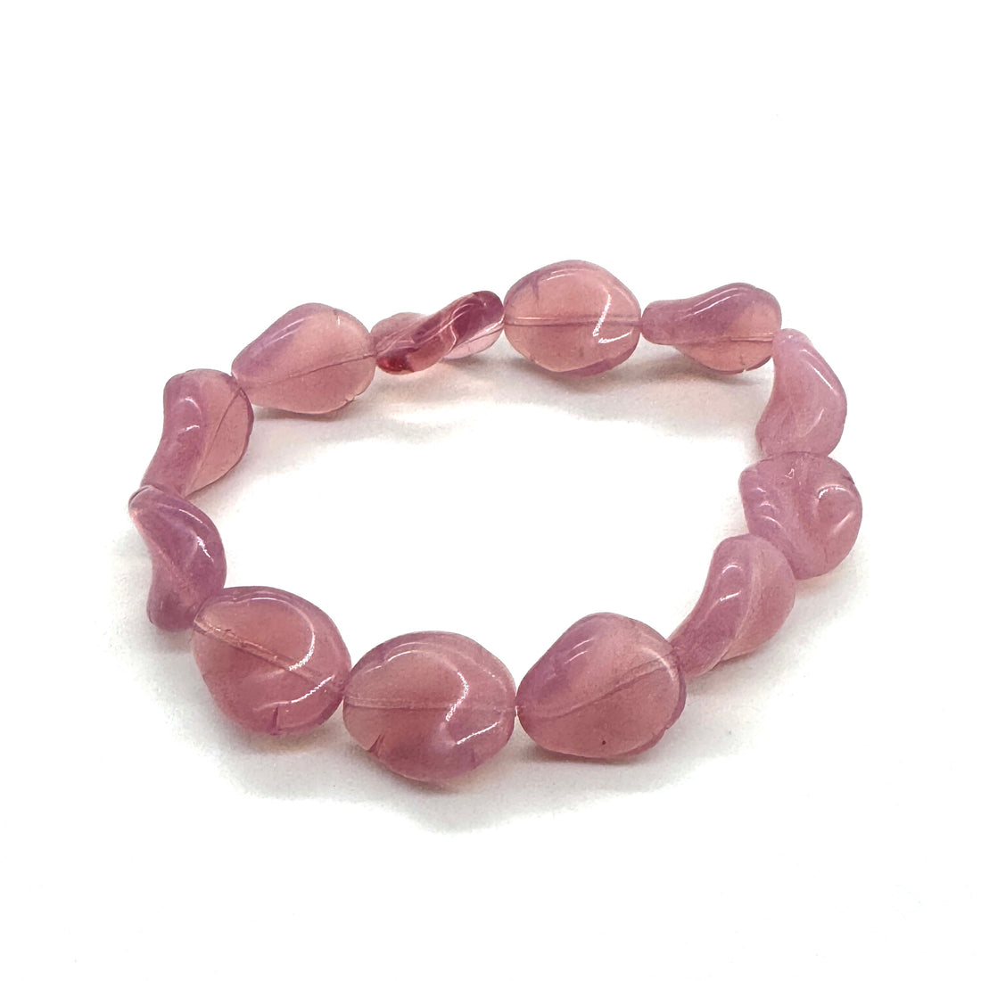 Pink Opal Twist - Leetie Archival Vintage Glass Stretch Bracelet