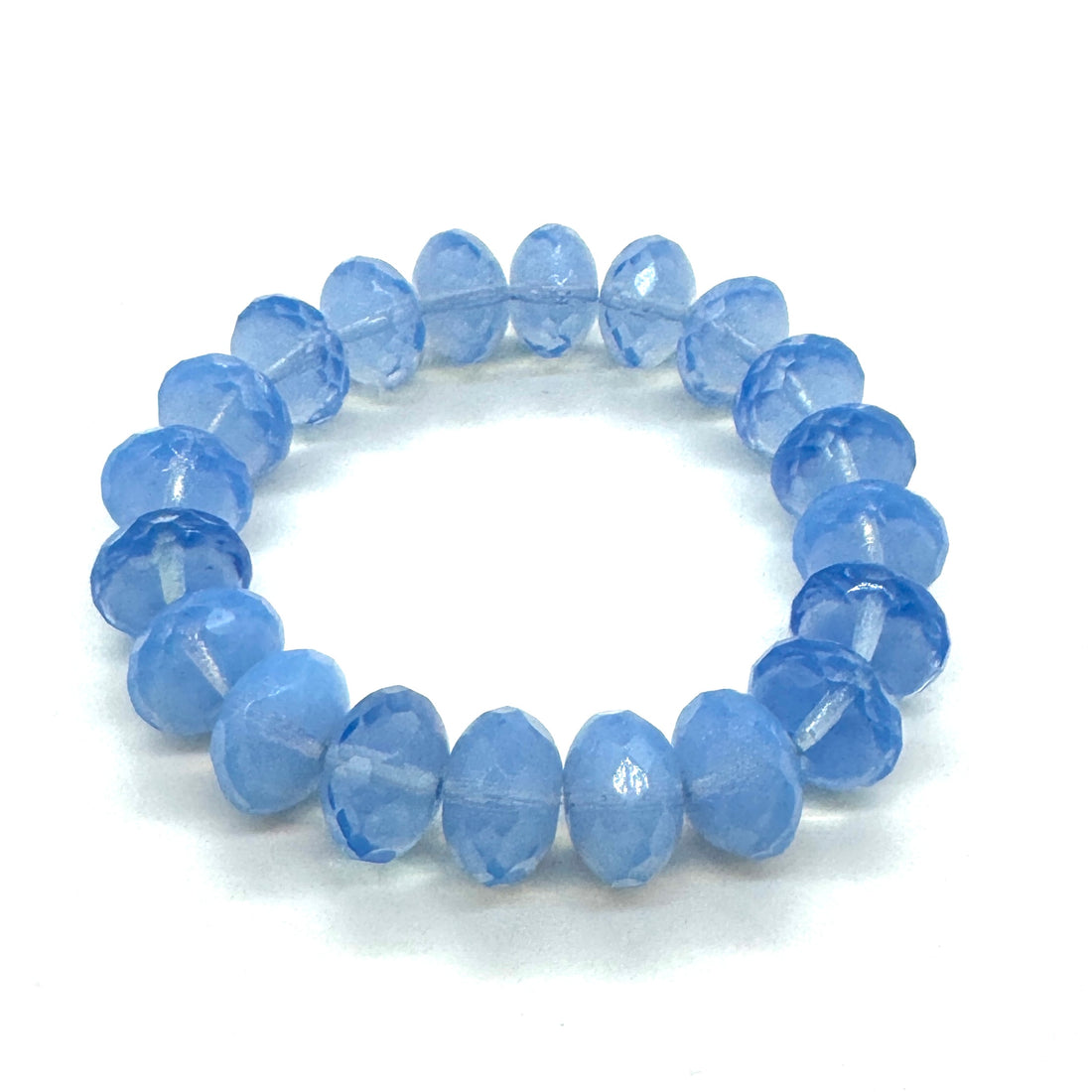 Light Blue Opal Facet - Leetie Archival Vintage Glass Stretch Bracelet