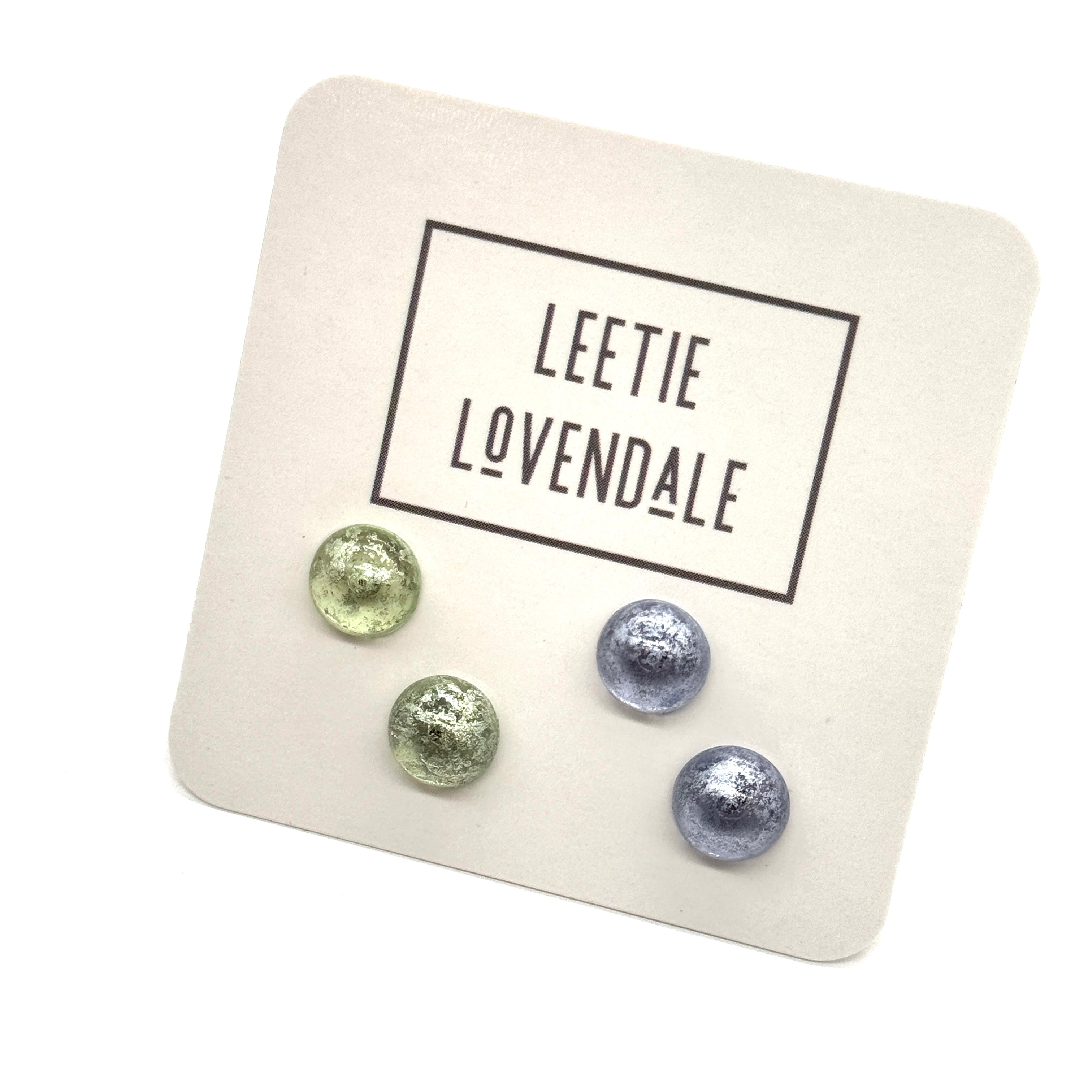 Blue & Green Mercury Stud Earrings Set