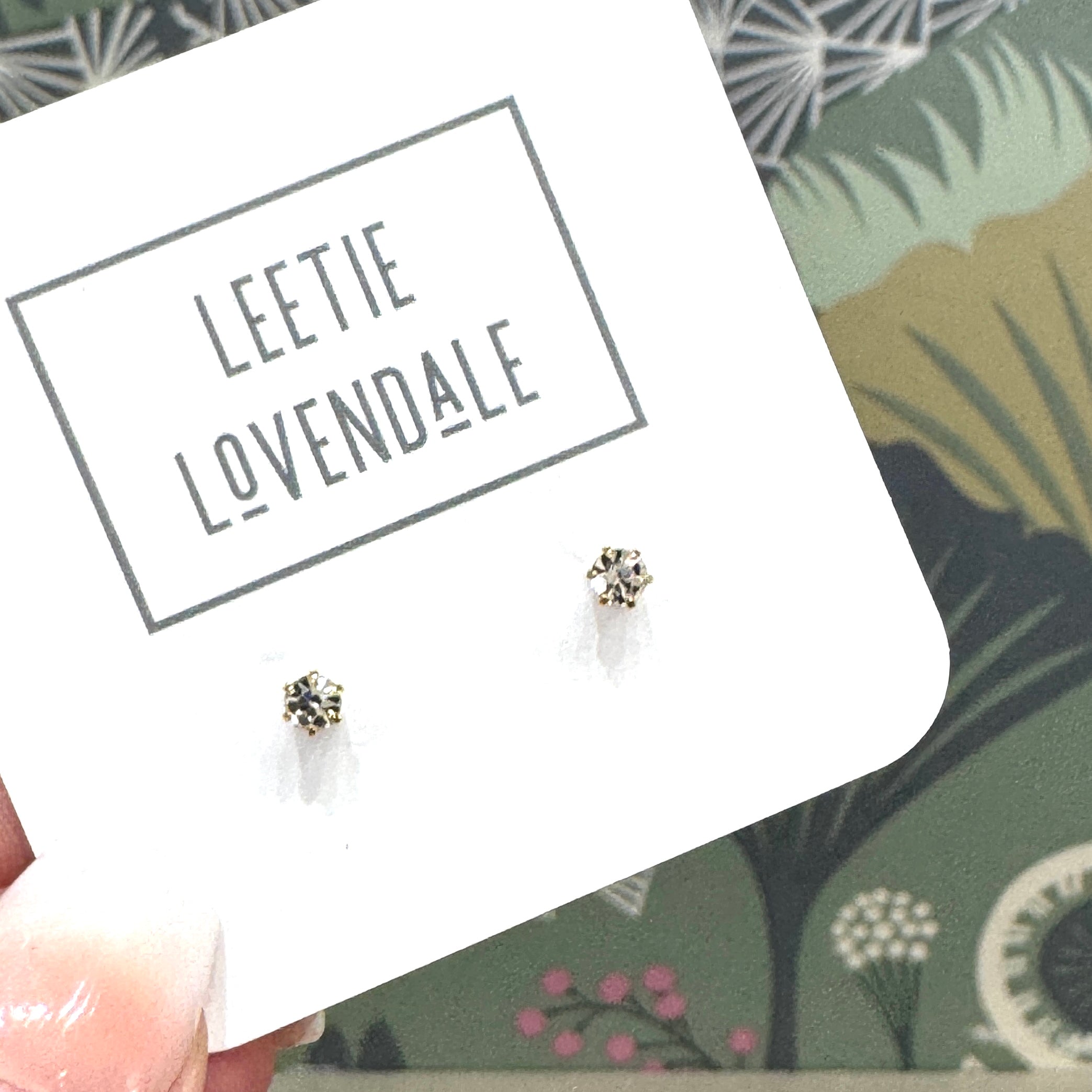 Tiny Diamonds Deadstock Gold Stud Earrings