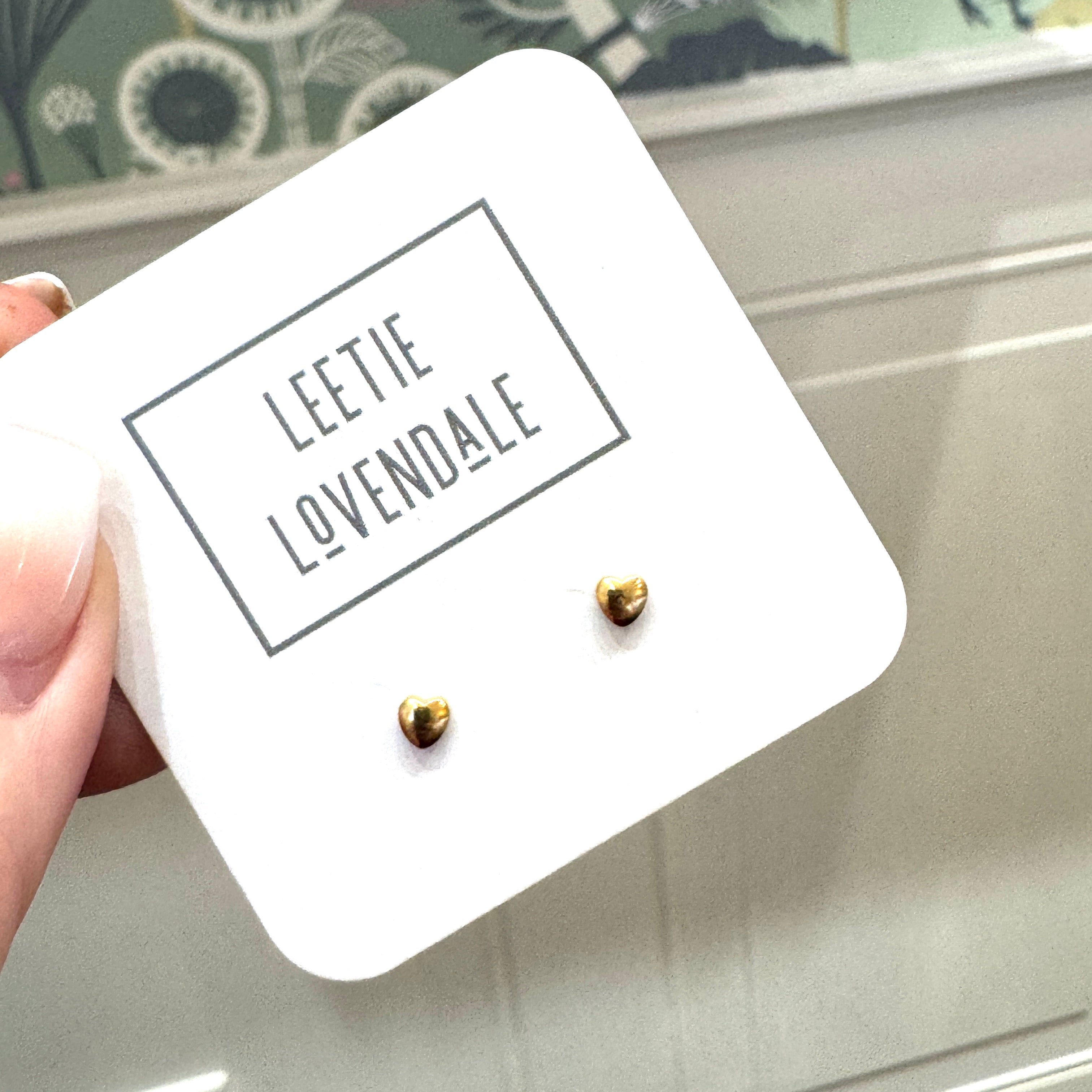 Teeny-Tiny Hearts Deadstock Gold Stud Earrings - 3mm