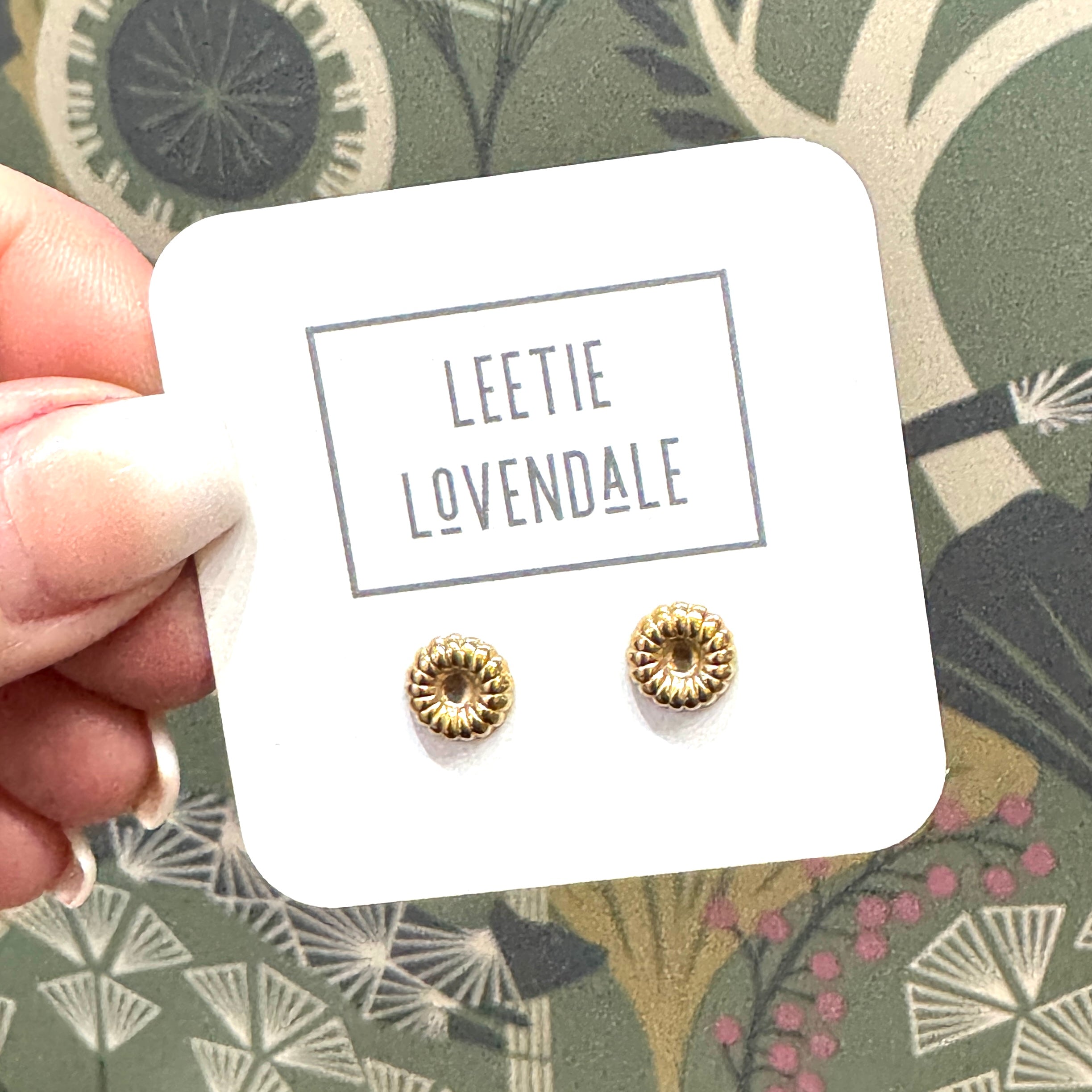 Polka Daisy - Deadstock Gold Stud Earrings