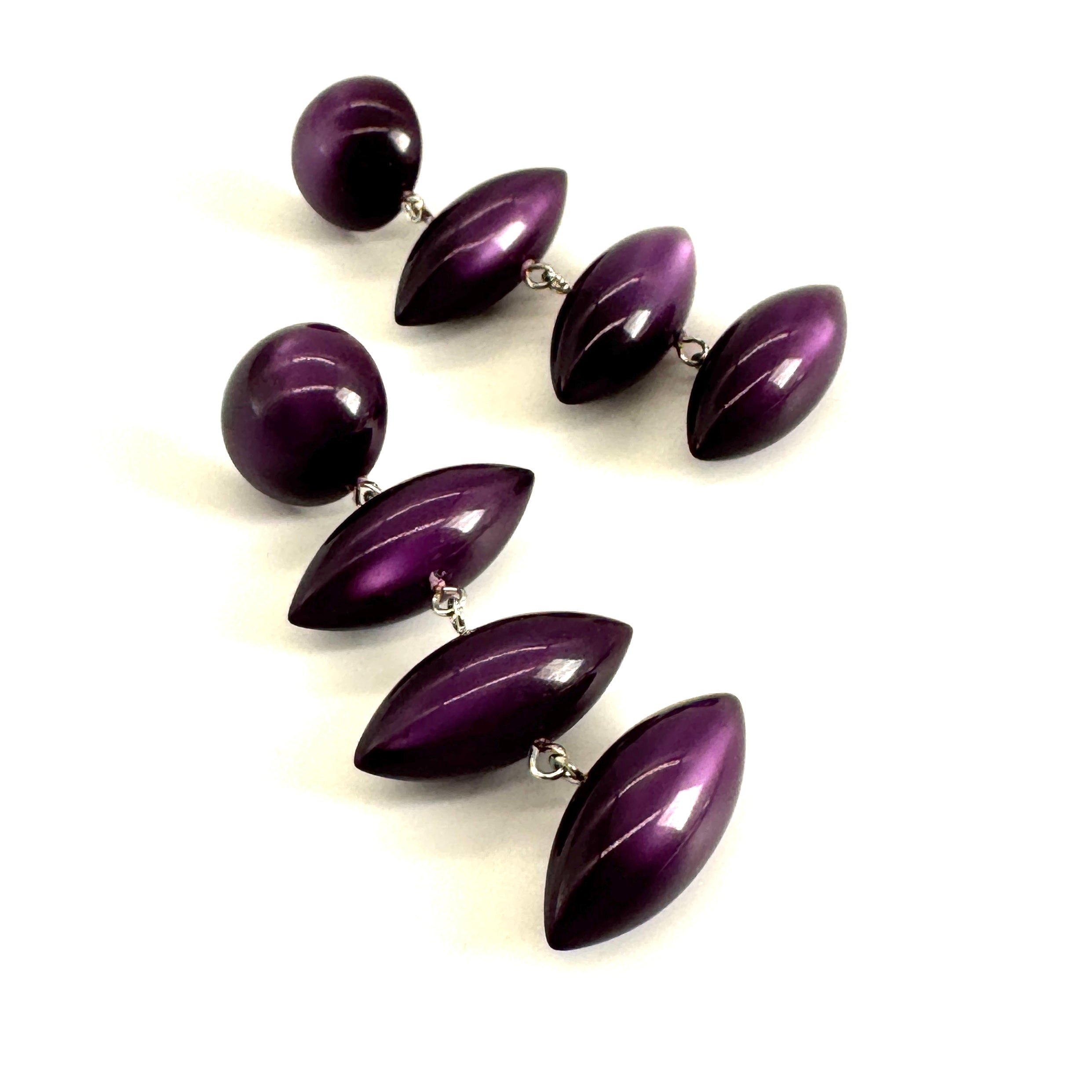 Purple Moonglow Triple Pod Drop Earrings