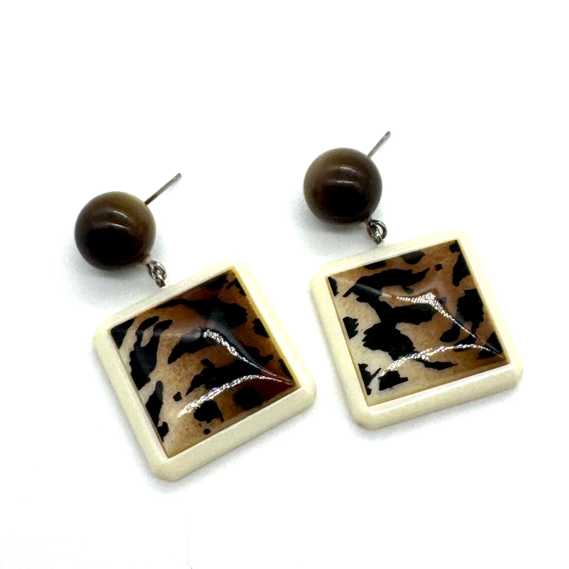 Leopard Square Drop Earrings