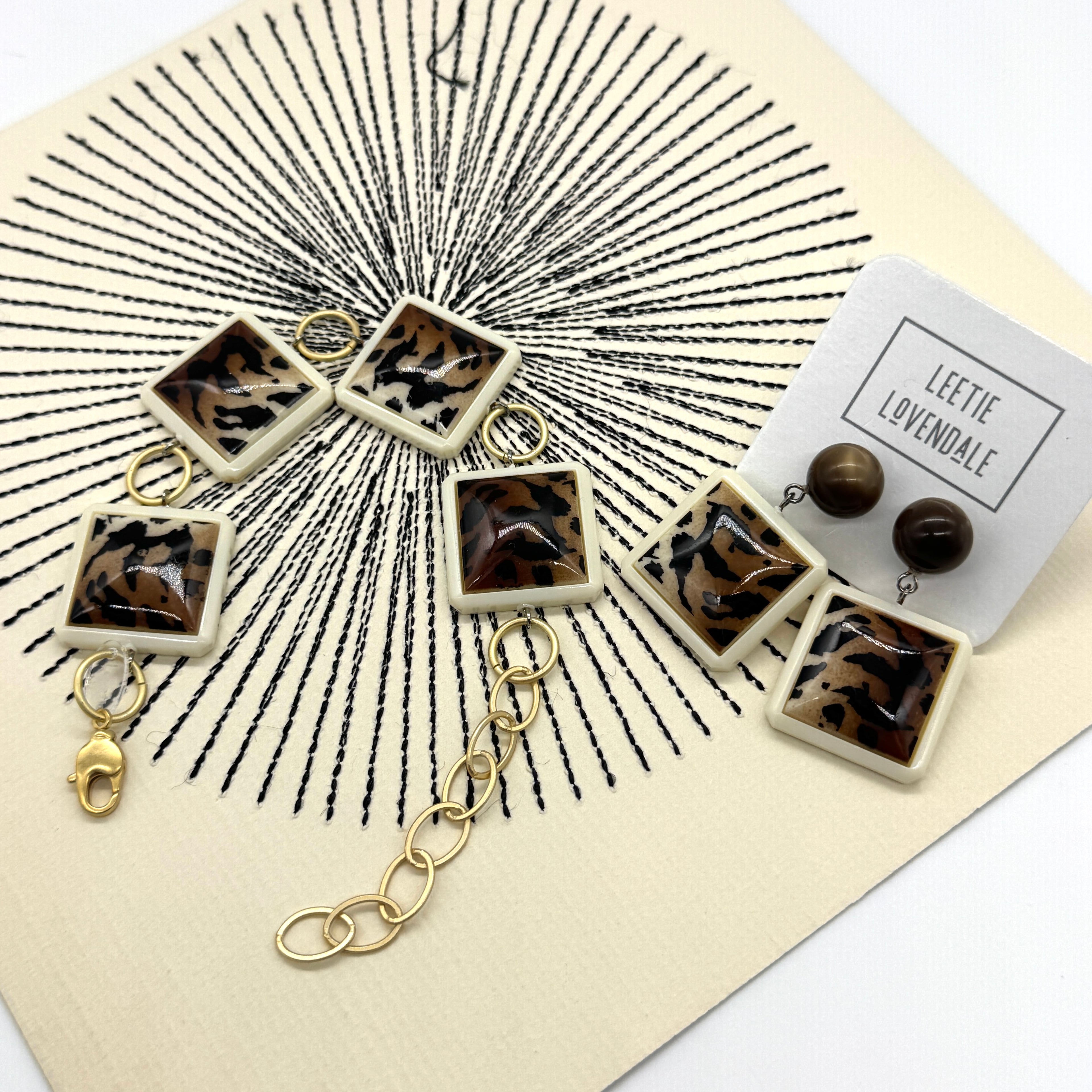 Leopard Square Drop Earrings