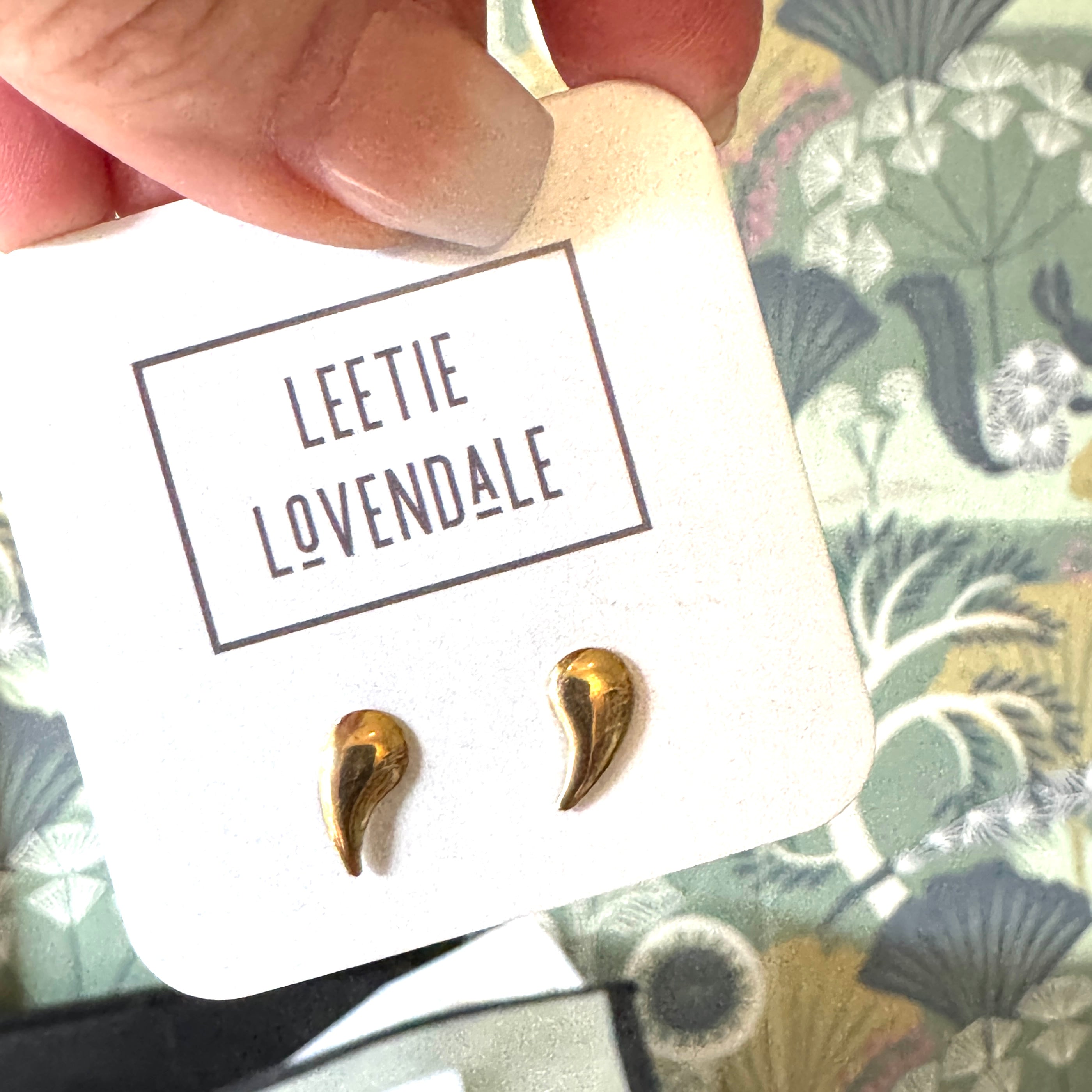 Swish Paisley Studs - Deadstock Gold Stud Earrings