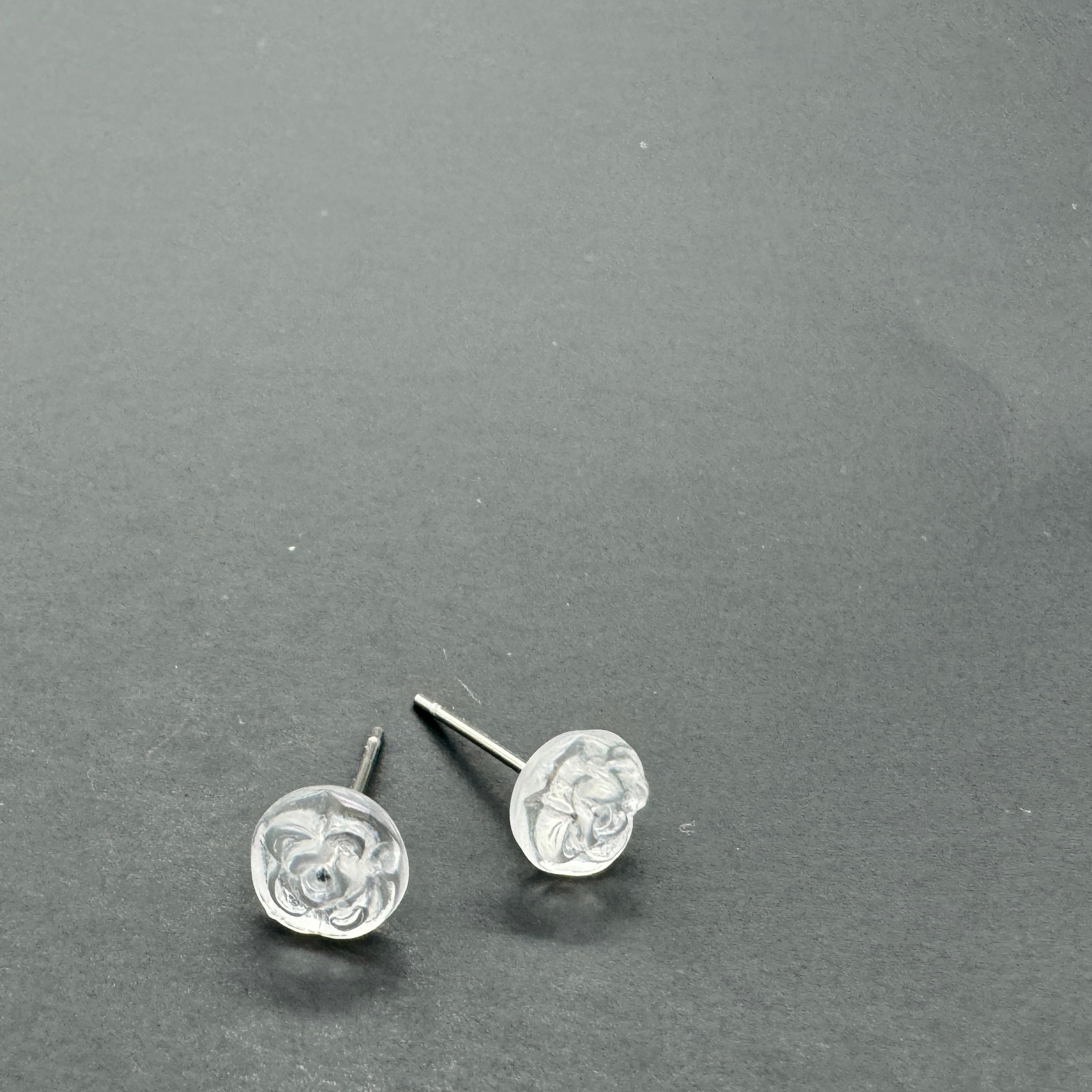 clear rose stud earrings