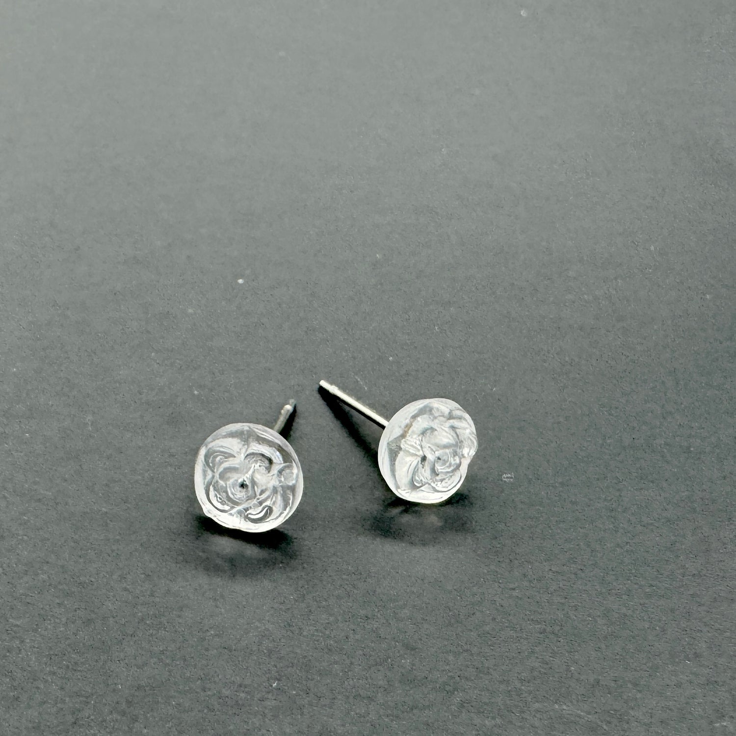 clear lucite roses earrings