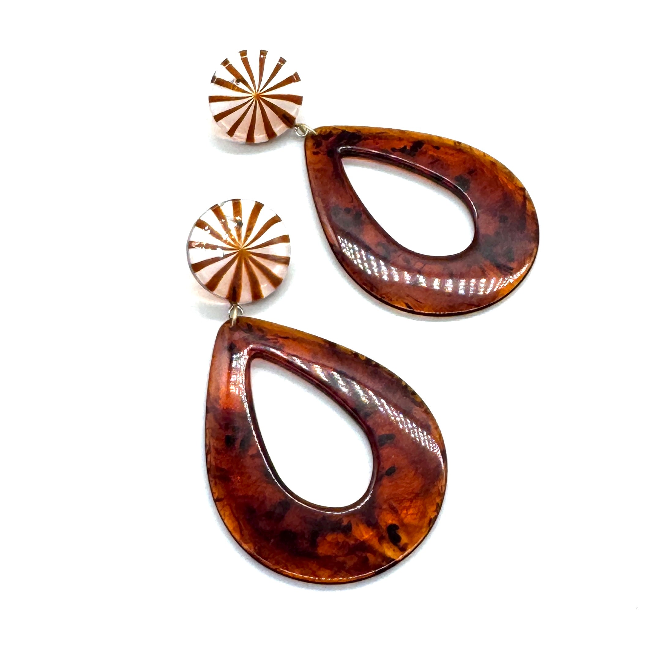 Tortoise Teardrop Donut Earrings