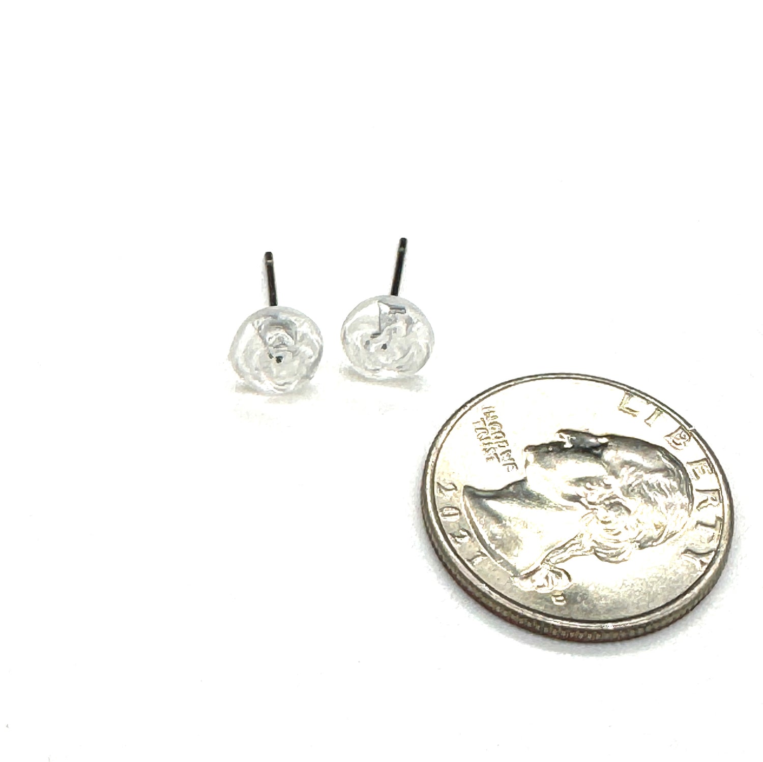 clear rose stud earrings