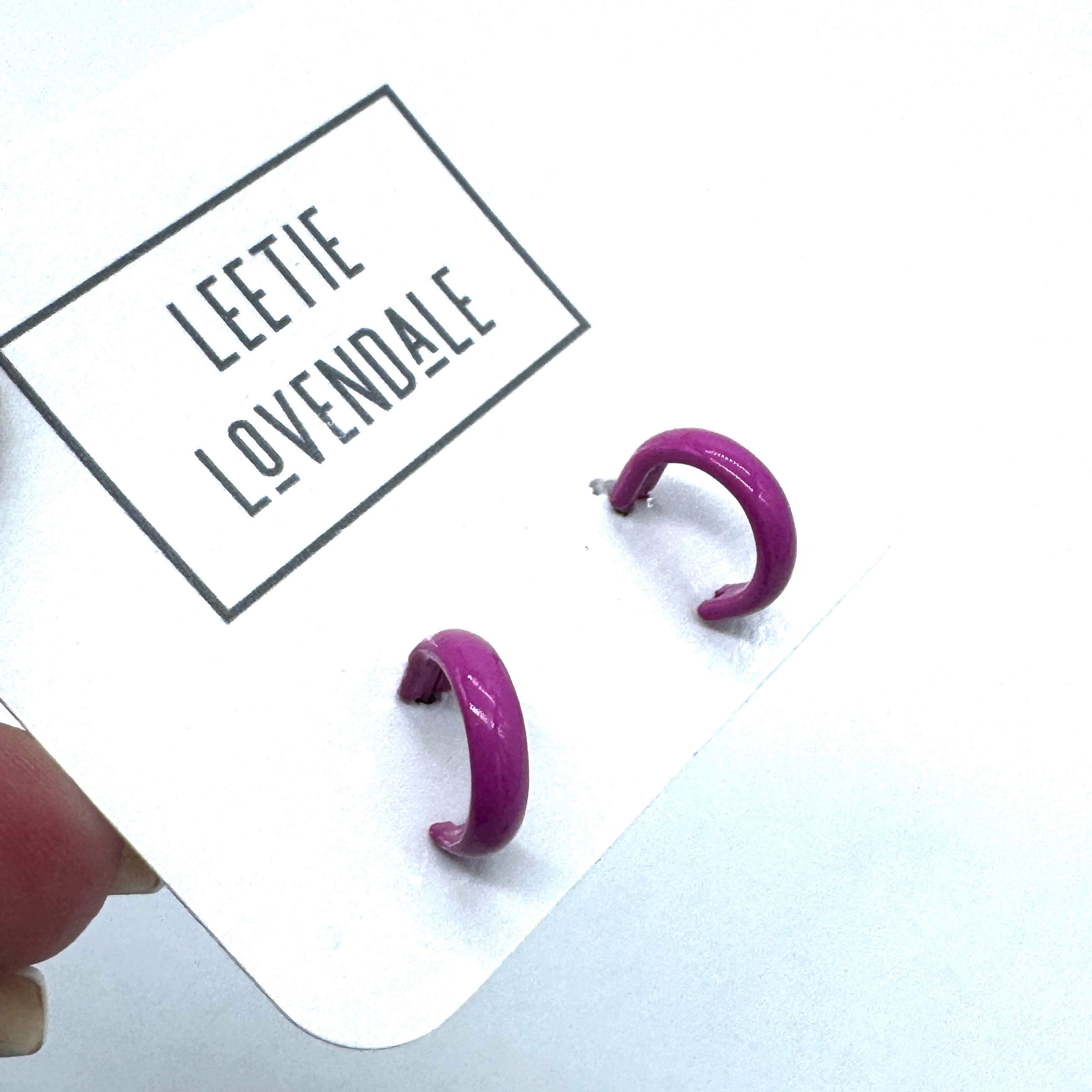 Fuchsia Tiny Enamel Deadstock Hoops