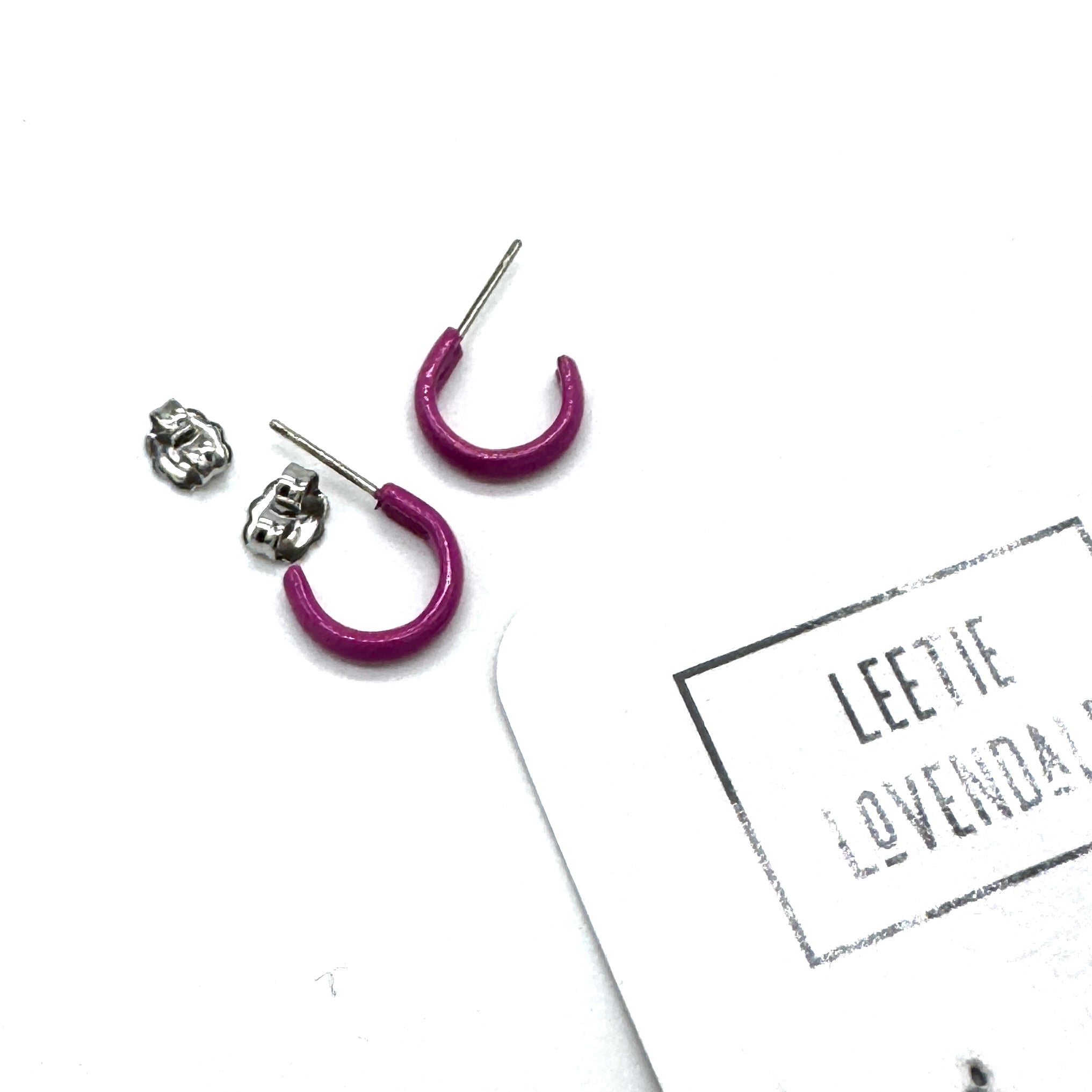 Fuchsia Tiny Enamel Deadstock Hoops