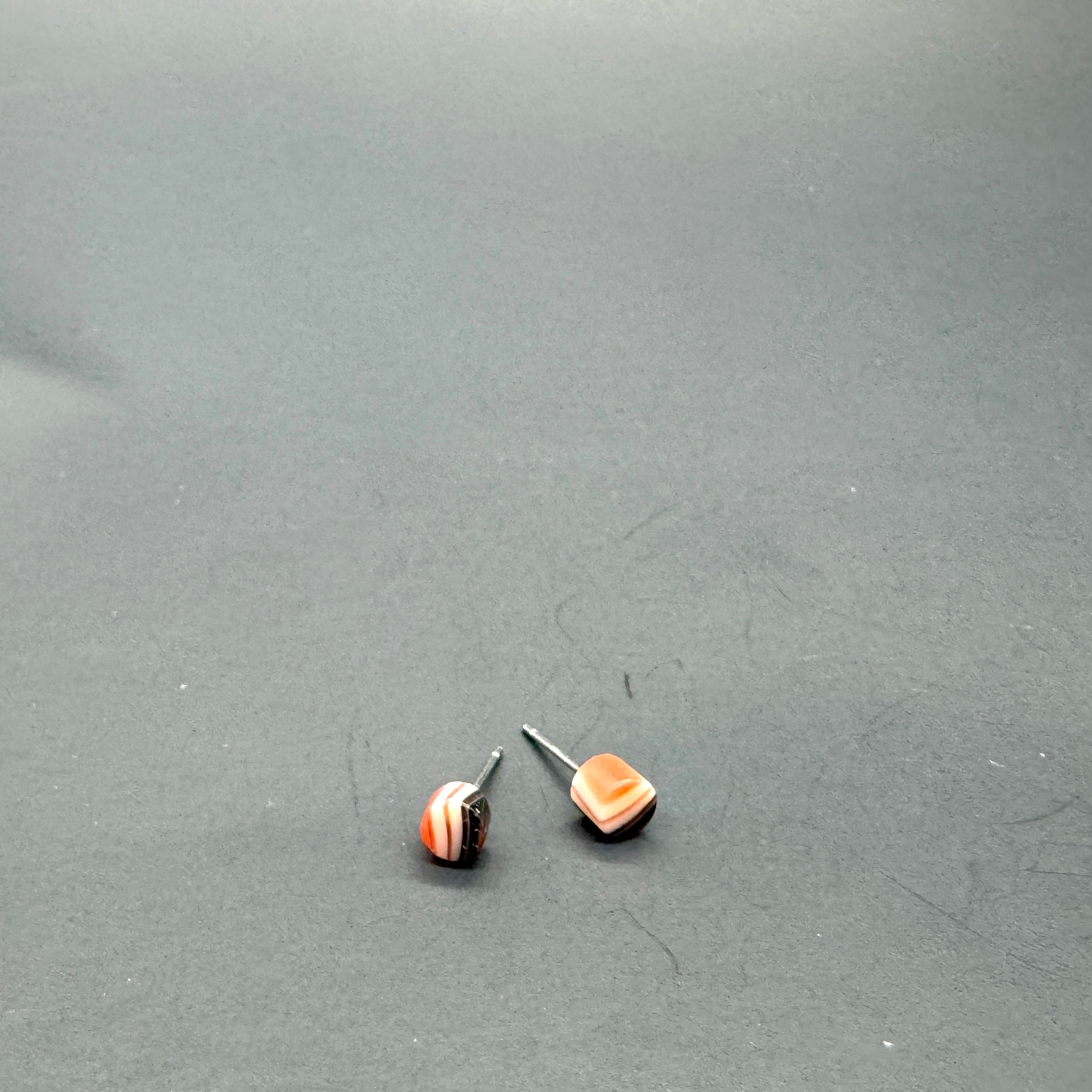 vintage orange cream black stripe studs