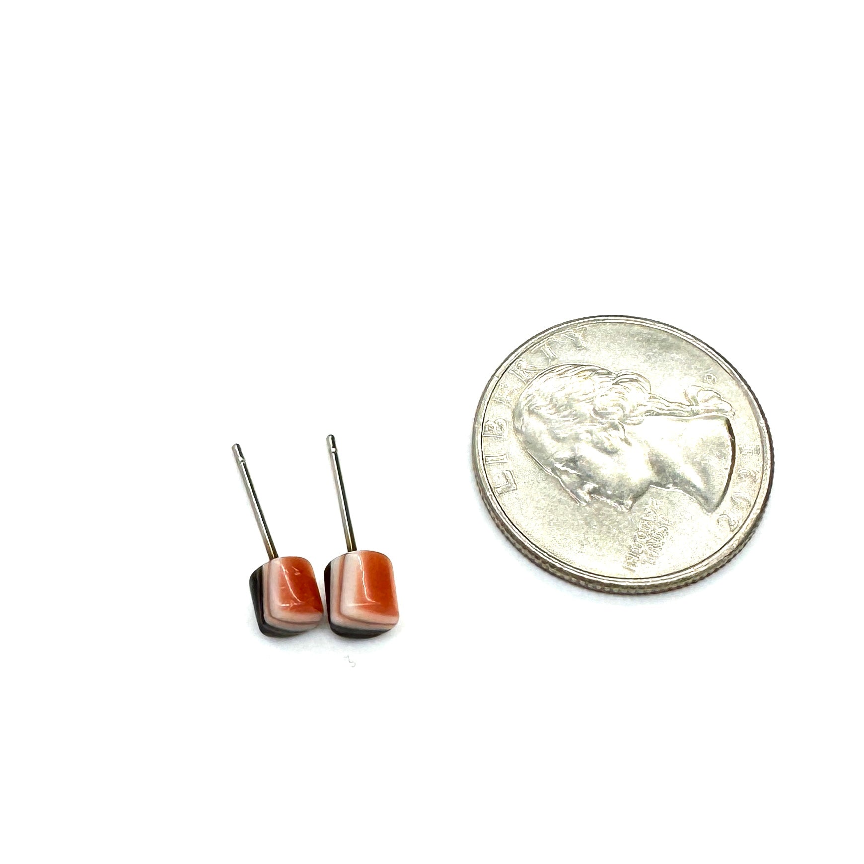 orange cream and black stripe tiny studs