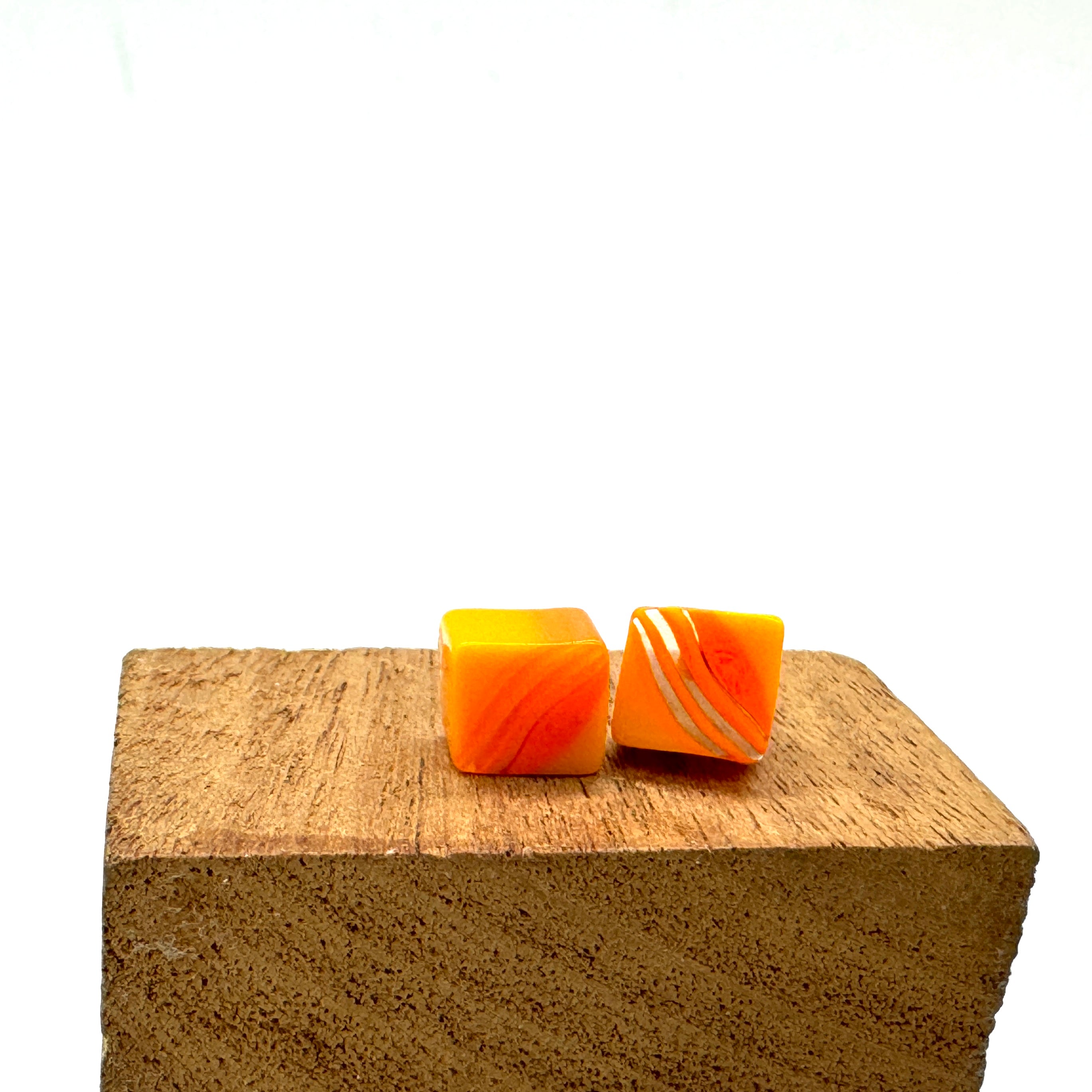 bright orange stripe studs made with vintage lucite