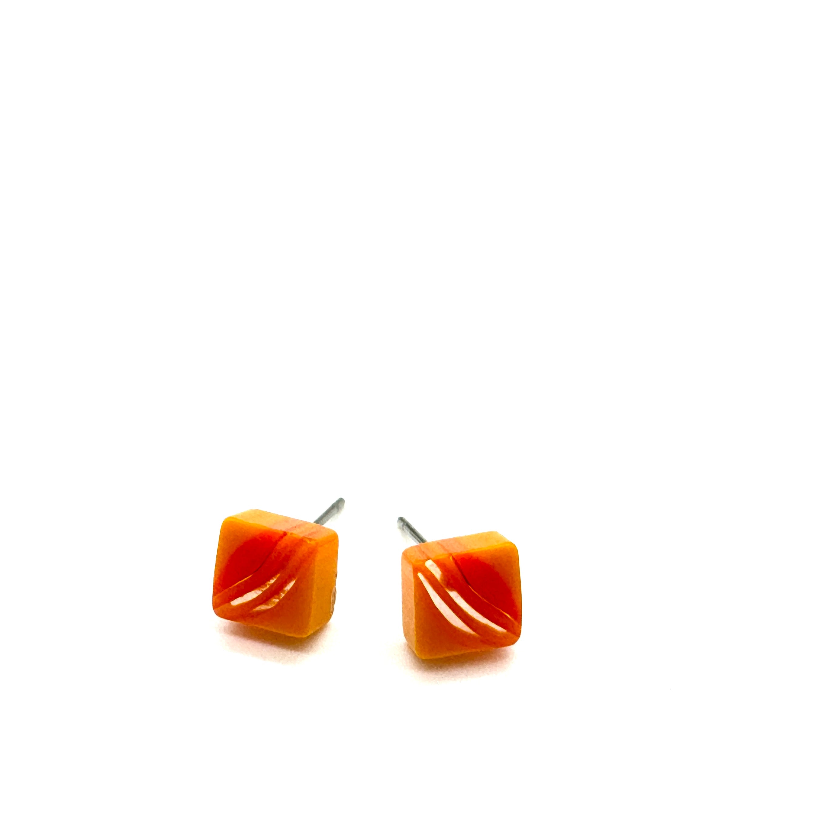 orange stripe stud earrings