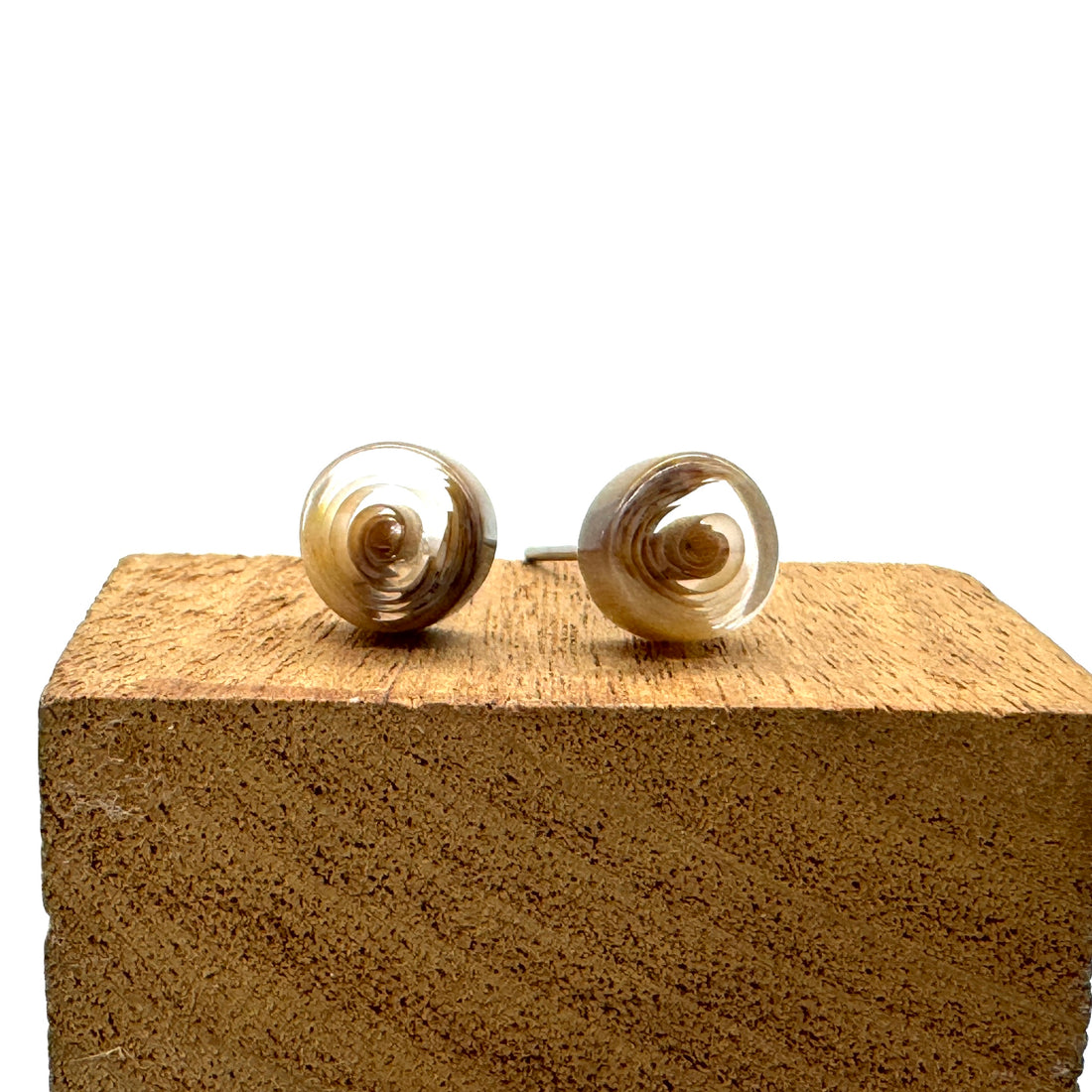 Beige &amp; Brown Swirl Stud Earrings