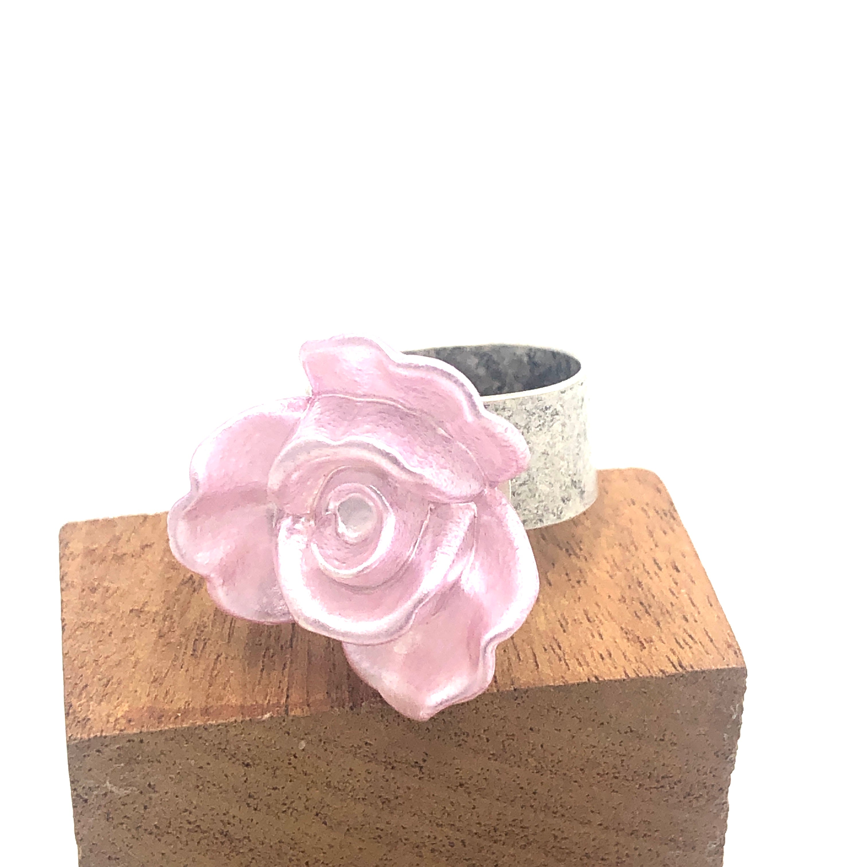 pink flower ring lucite