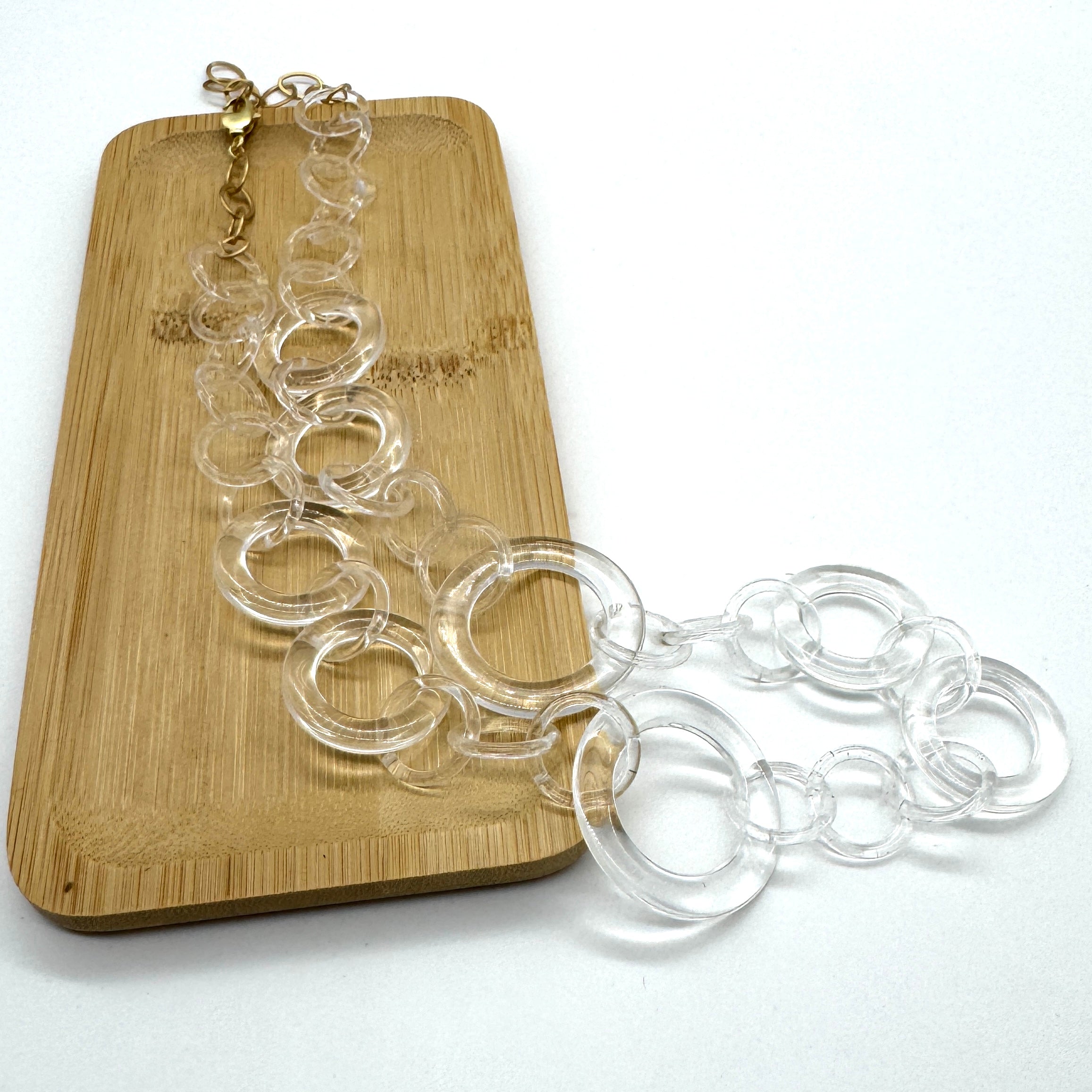 Clear Spotted Link Chain Necklace