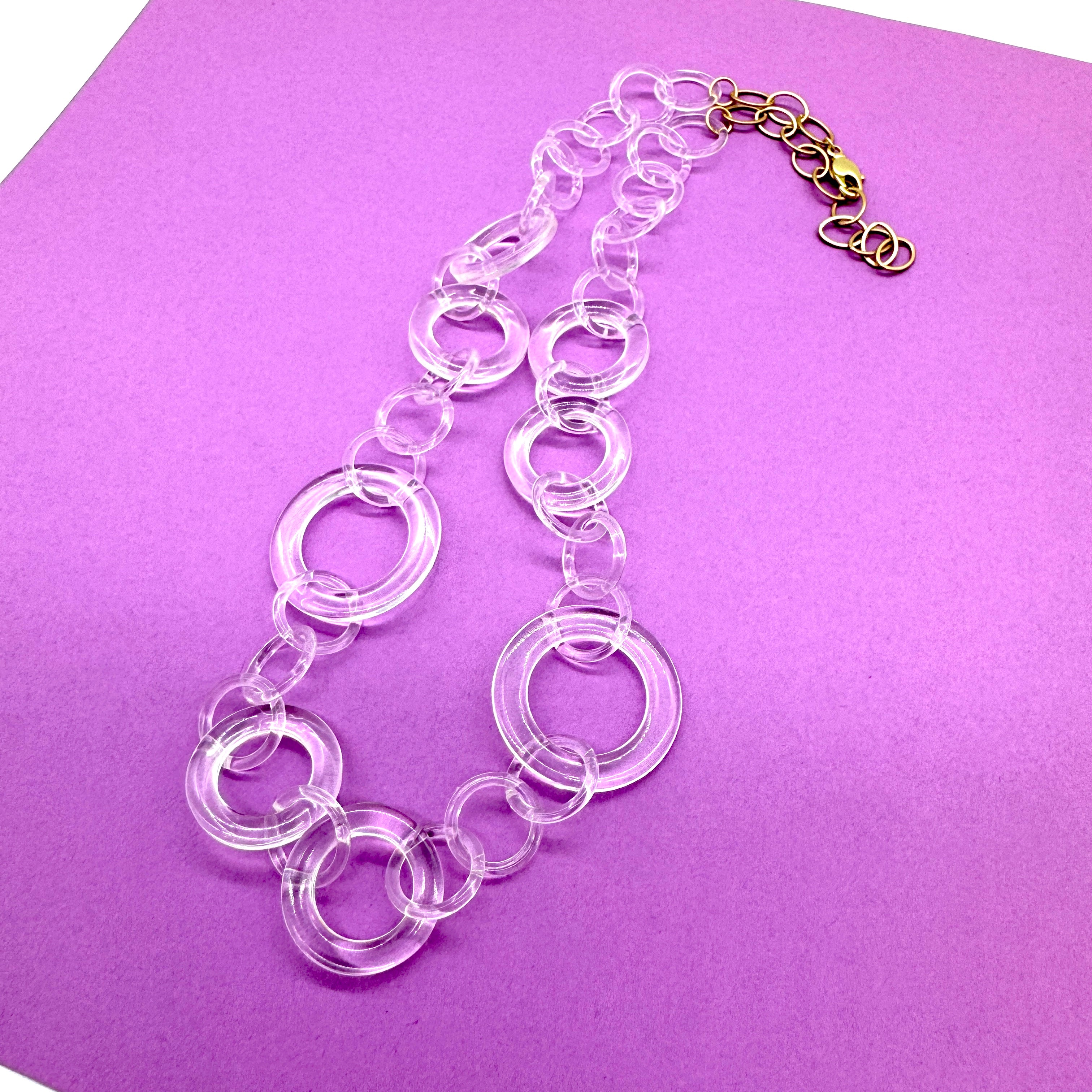 Clear Spotted Link Chain Necklace