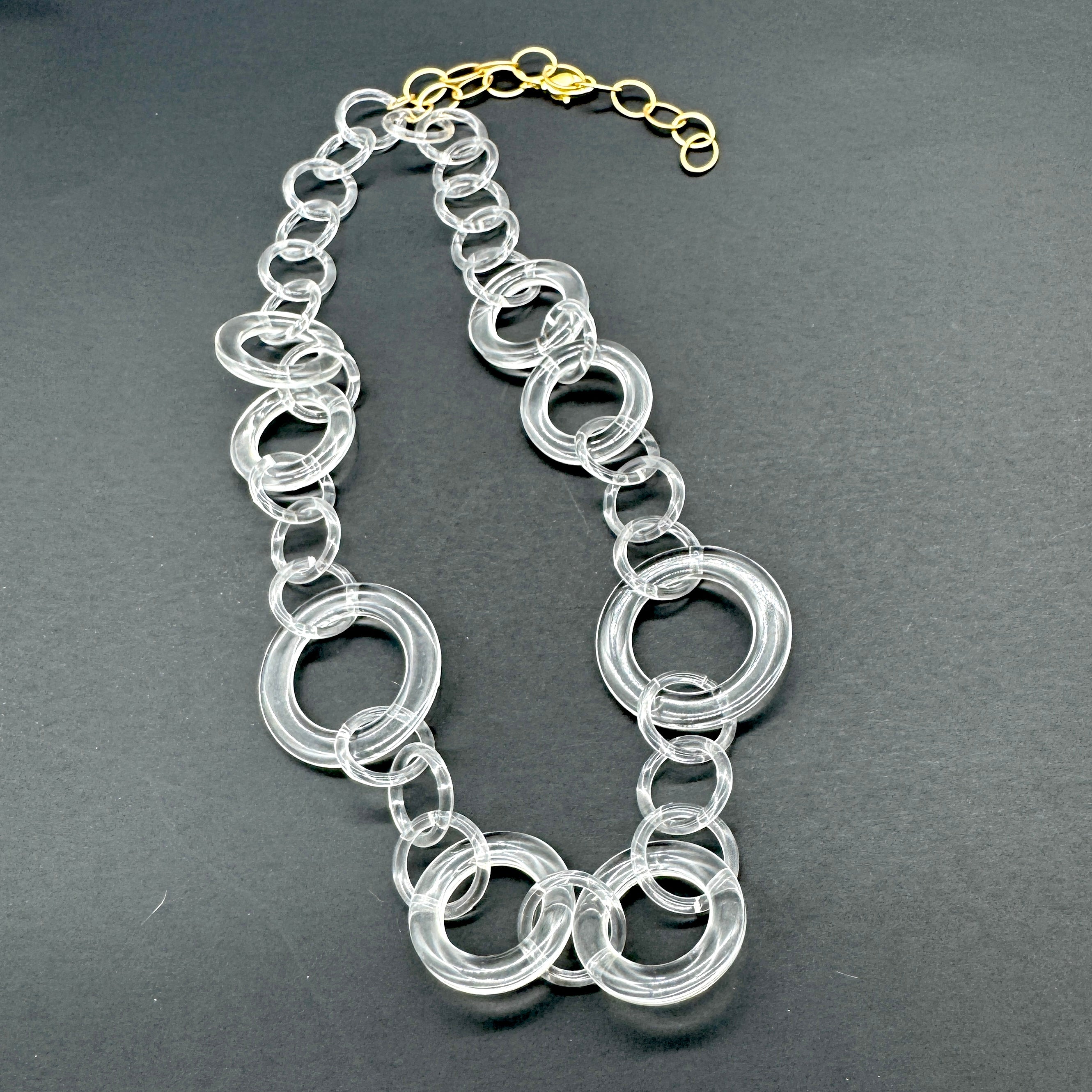 Clear Spotted Link Chain Necklace