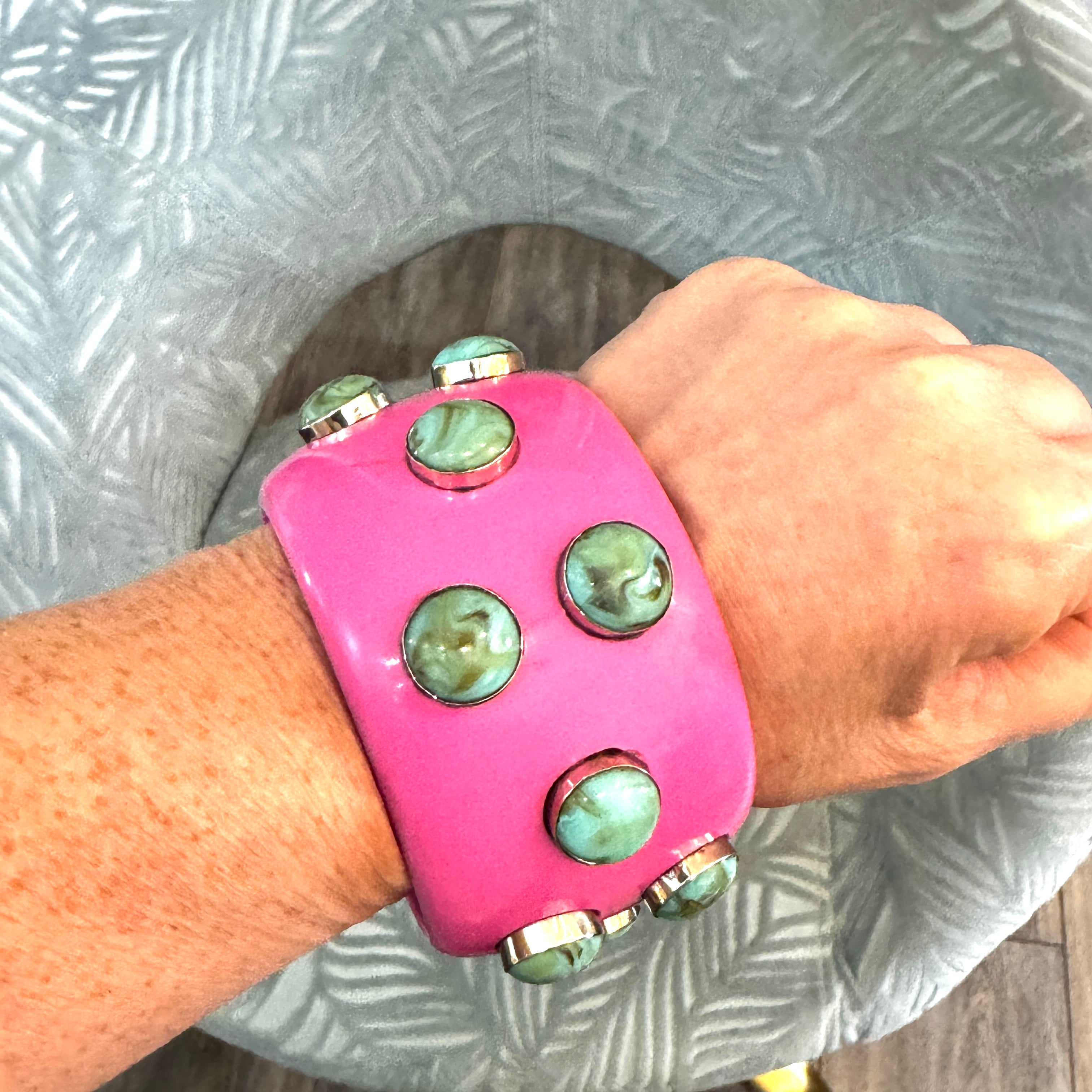 Pink & Turquoise Marbled Bangle