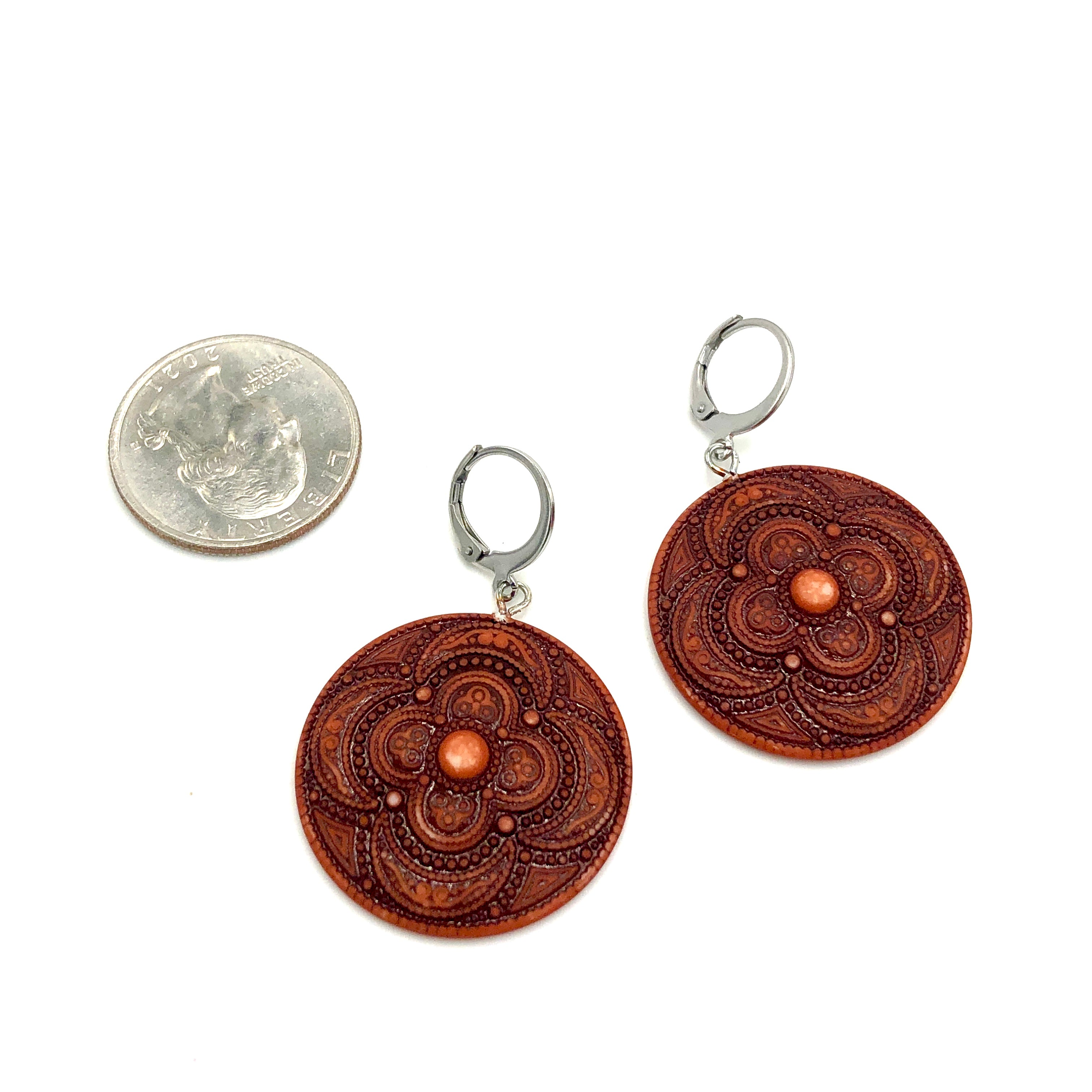 carved henna earrings