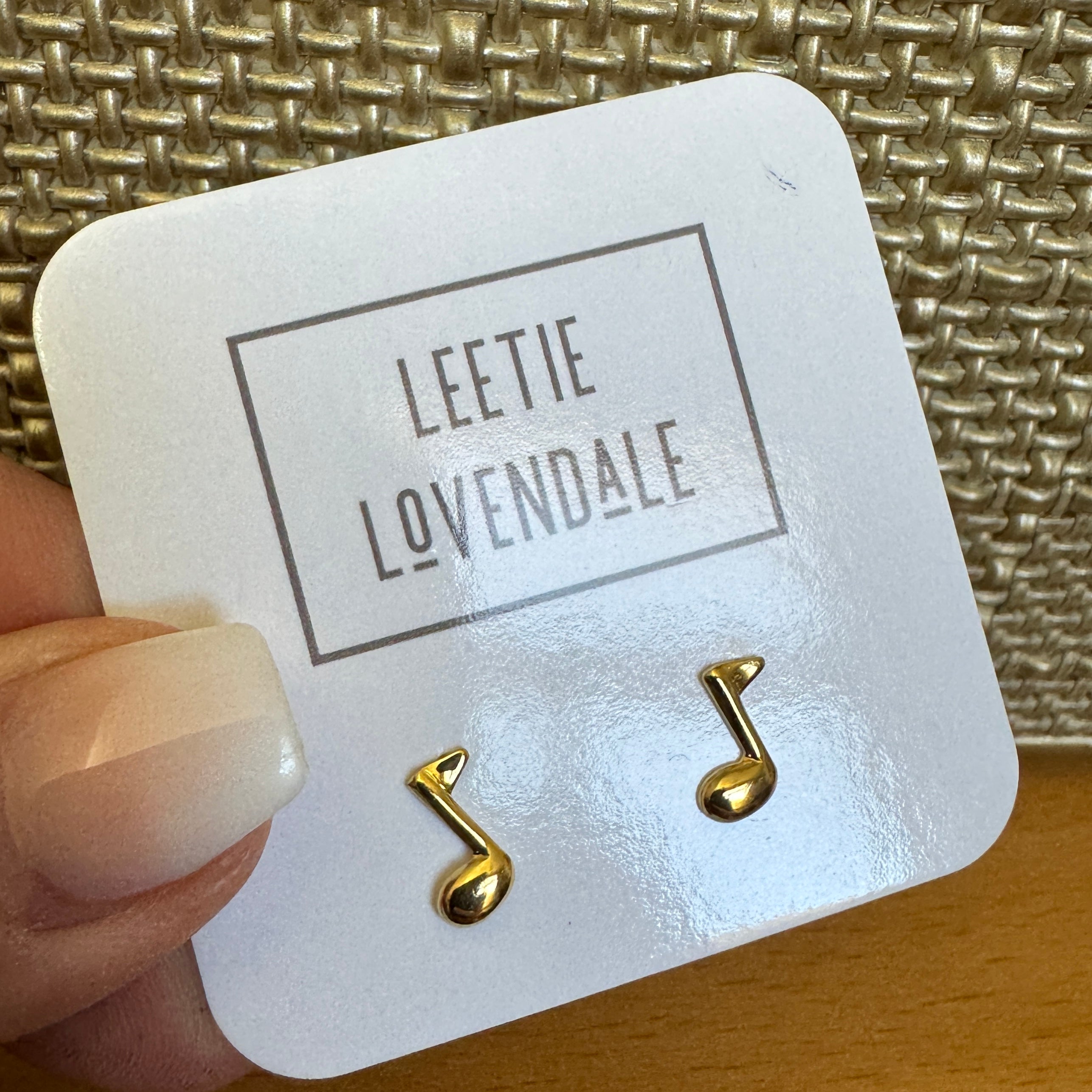 Gold Music Note Deadstock Stud Earrings – 18KT Gold Plated Vintage