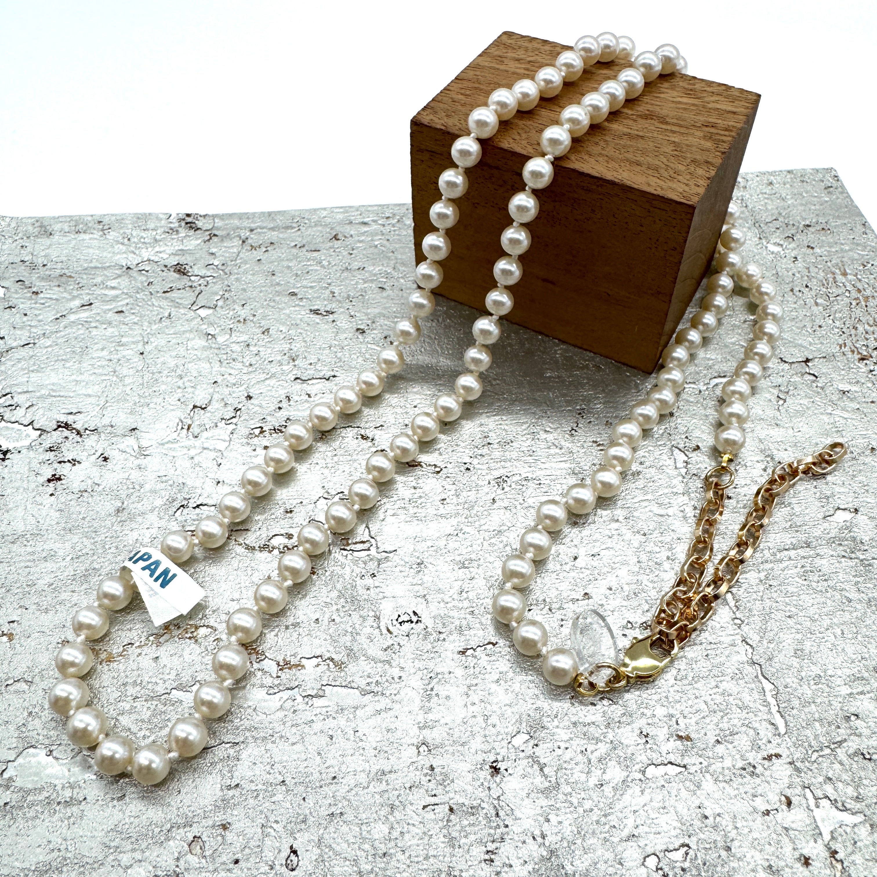 Pearl Knotted Rope Necklace - 6mm Cream