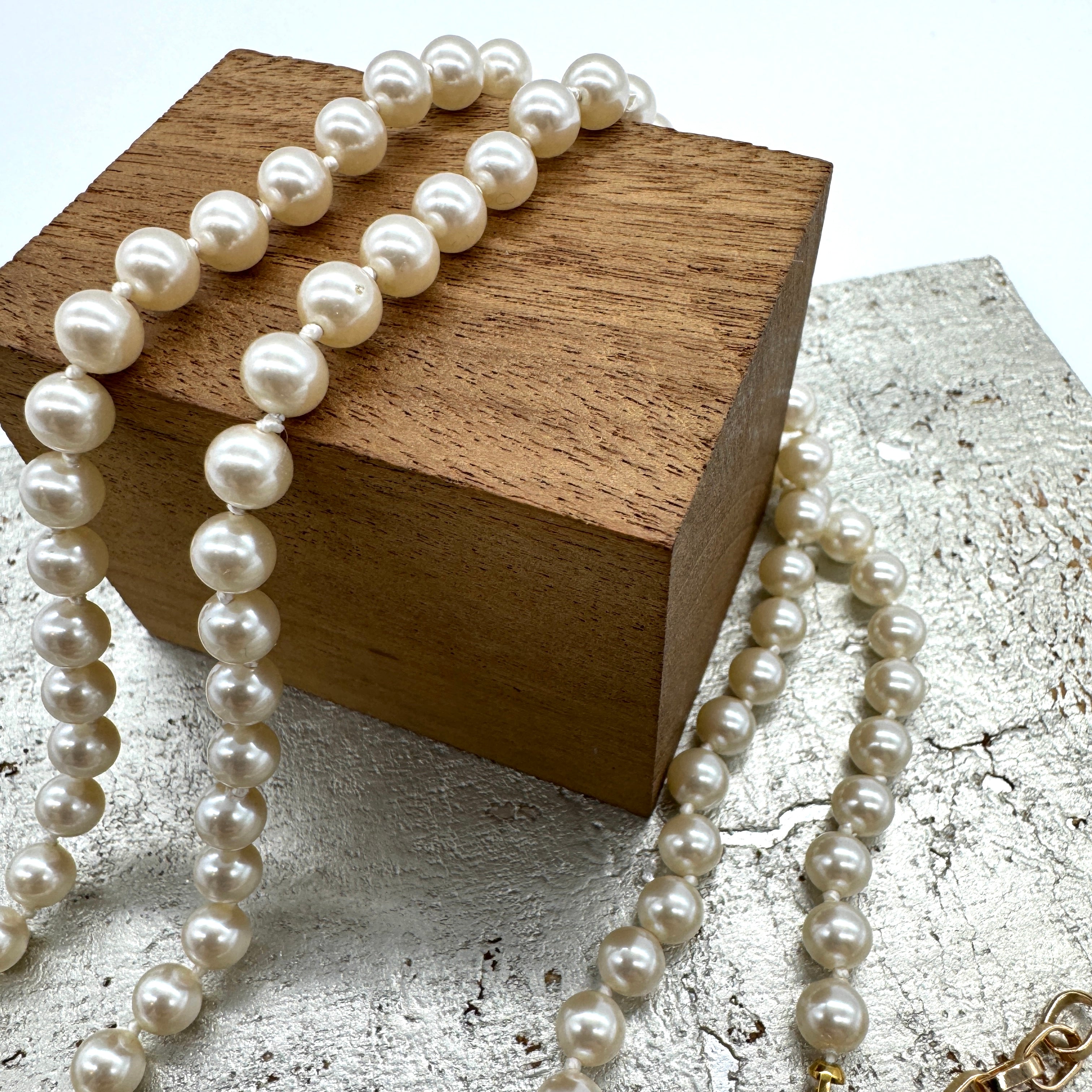 Pearl Knotted Rope Necklace - 6mm Cream