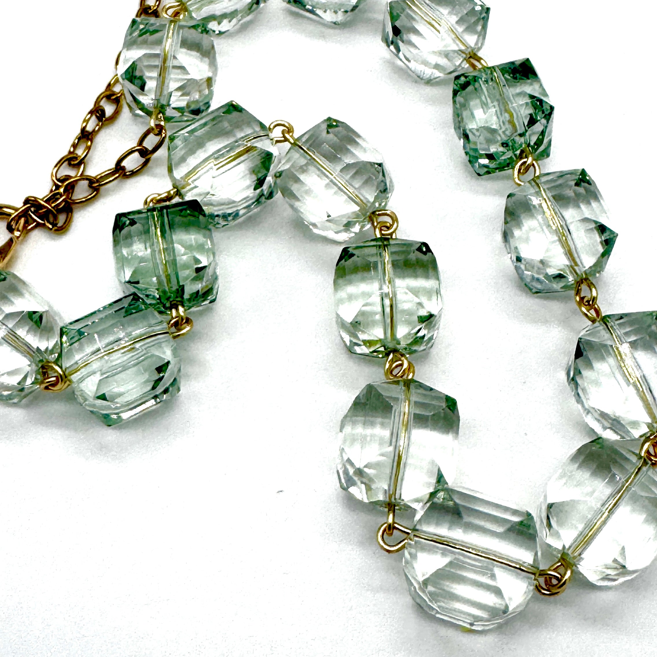 Chunky Sage Faceted Cube Amelia Necklace