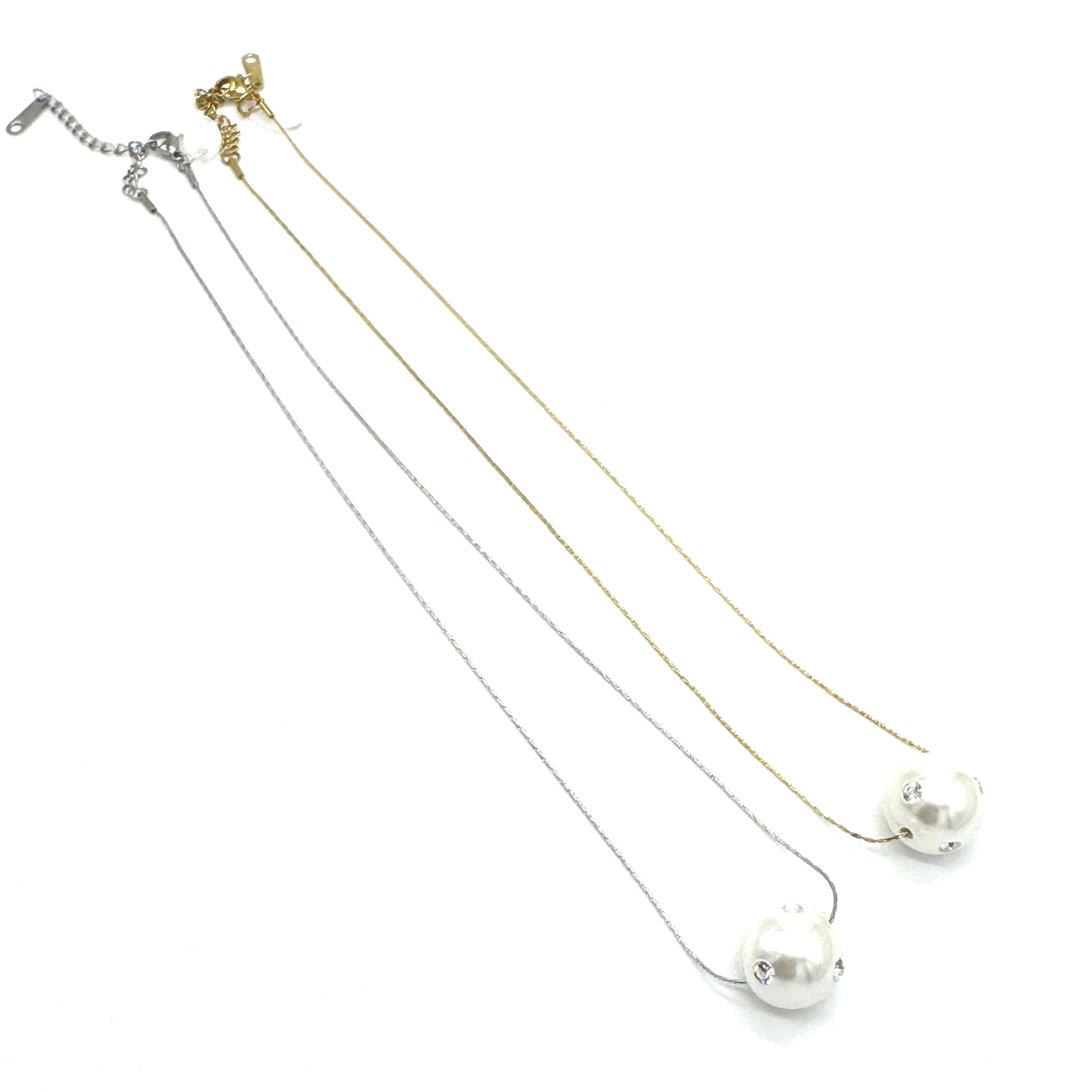 Pearl Bling Side Necklace