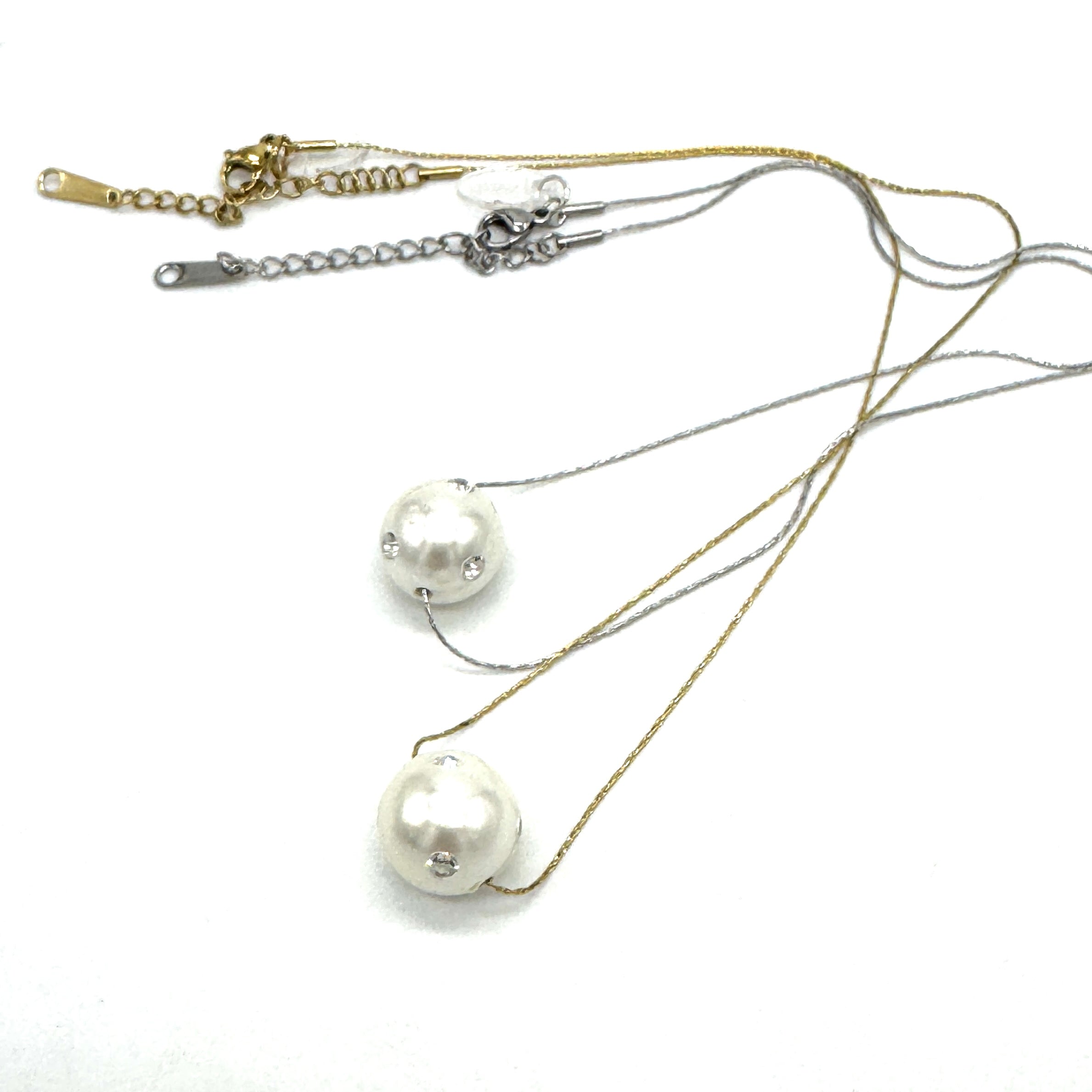 Pearl Bling Side Necklace