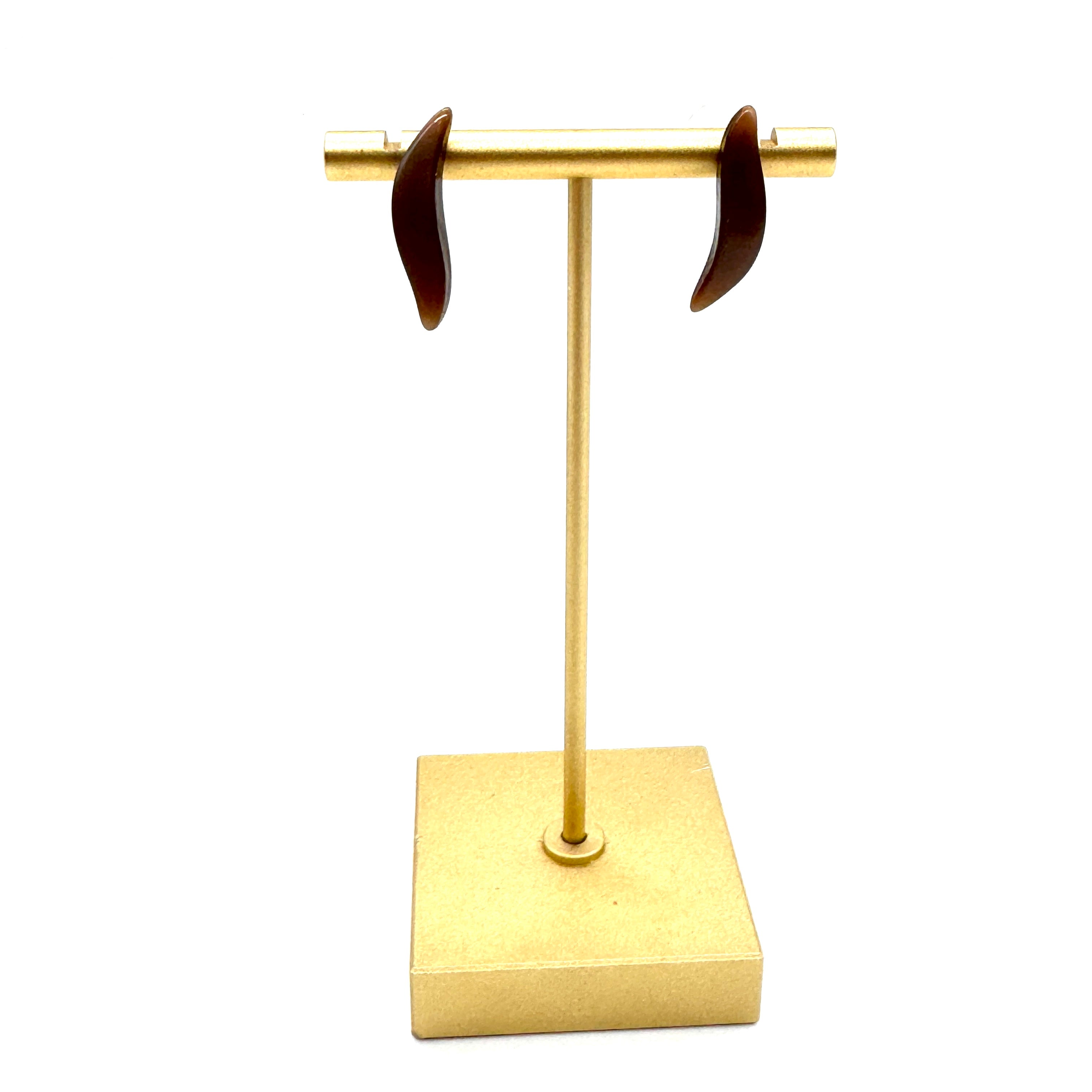 Chocolate Brown Moonglow Swish Stud Earrings