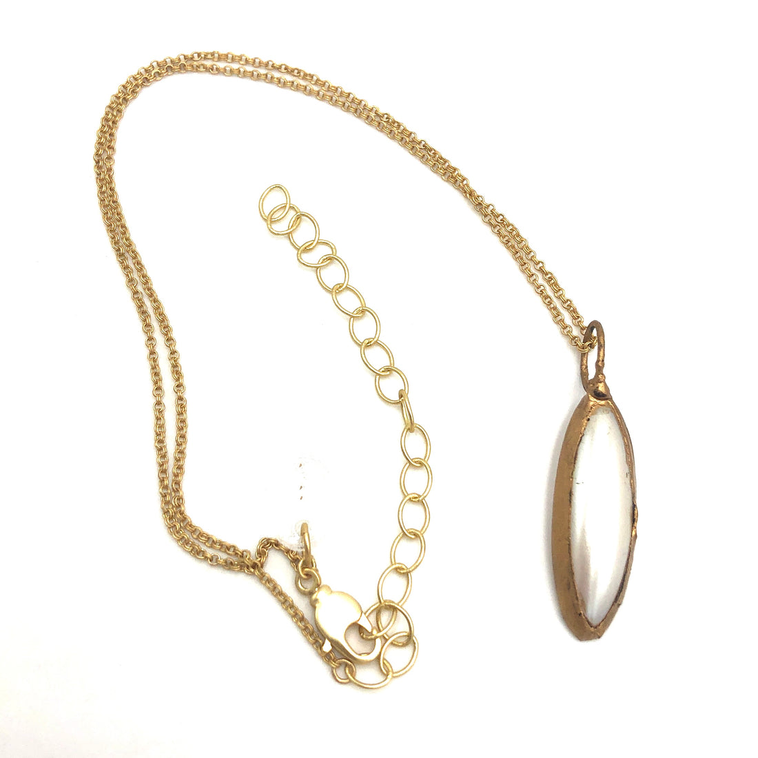 Aged Pearl Marquis &amp; Matte Gold Layering Necklace - Shortie