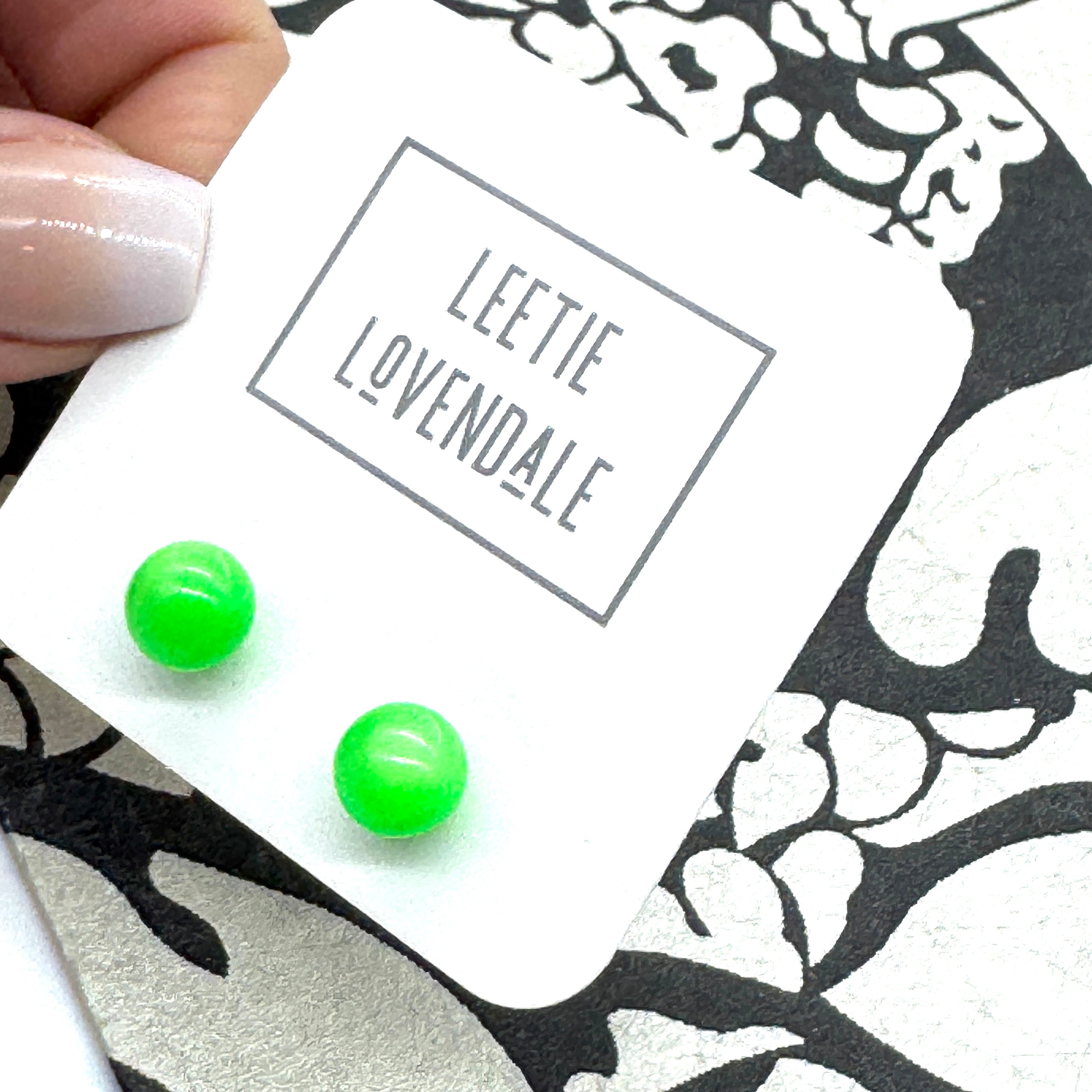 Bright Green Moonglow 8mm Studs