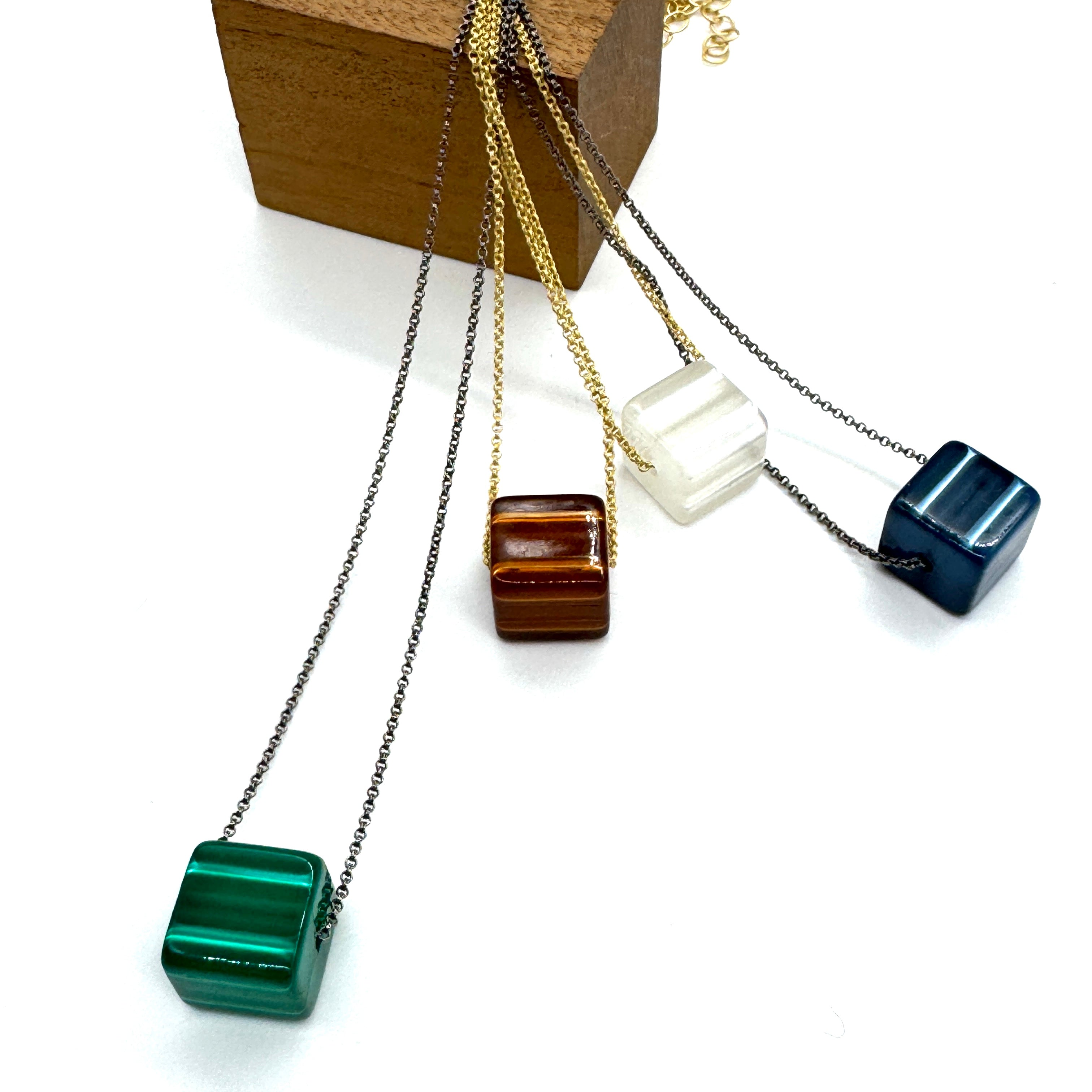 Moonglow Petite Cube Slide Necklace