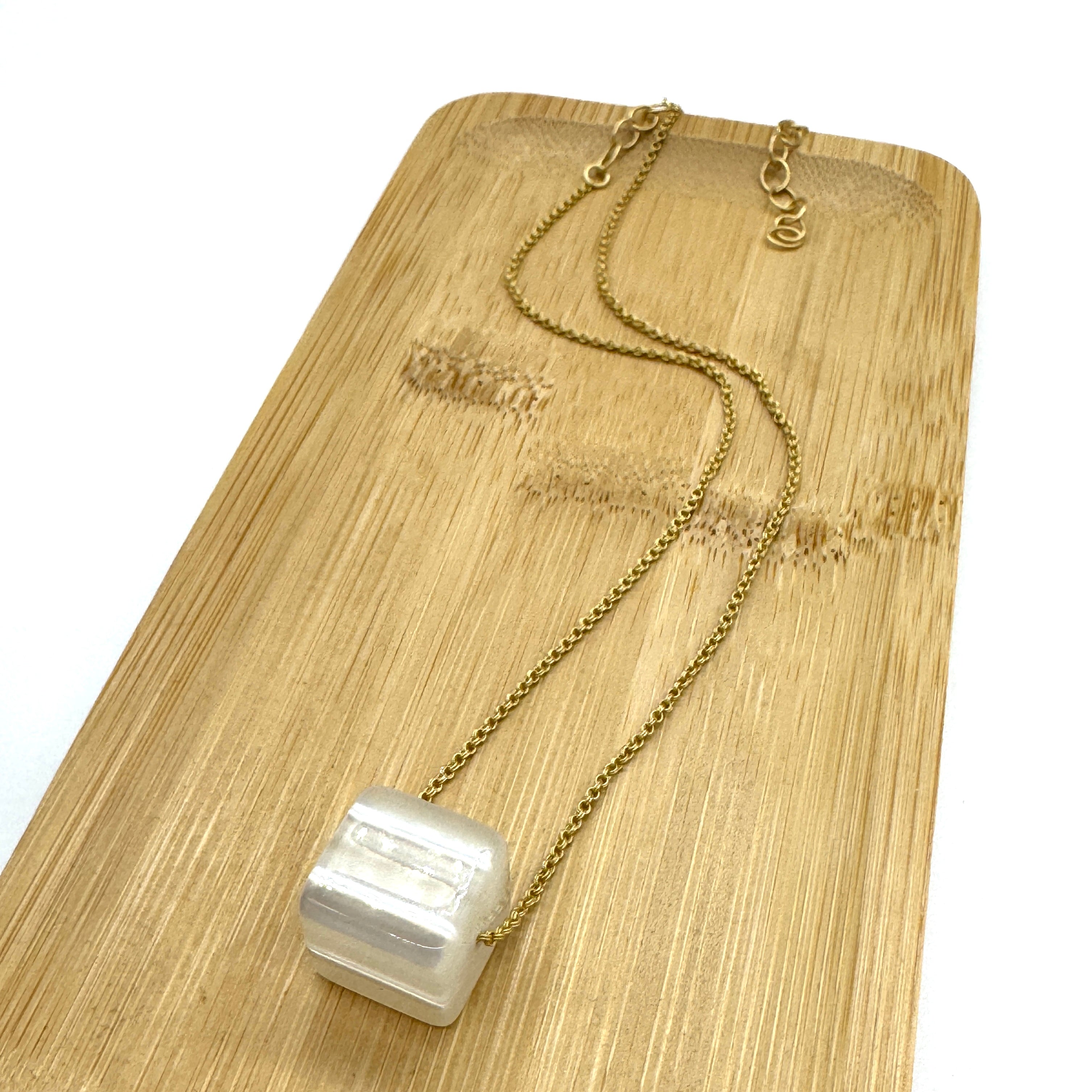 Moonglow Petite Cube Slide Necklace
