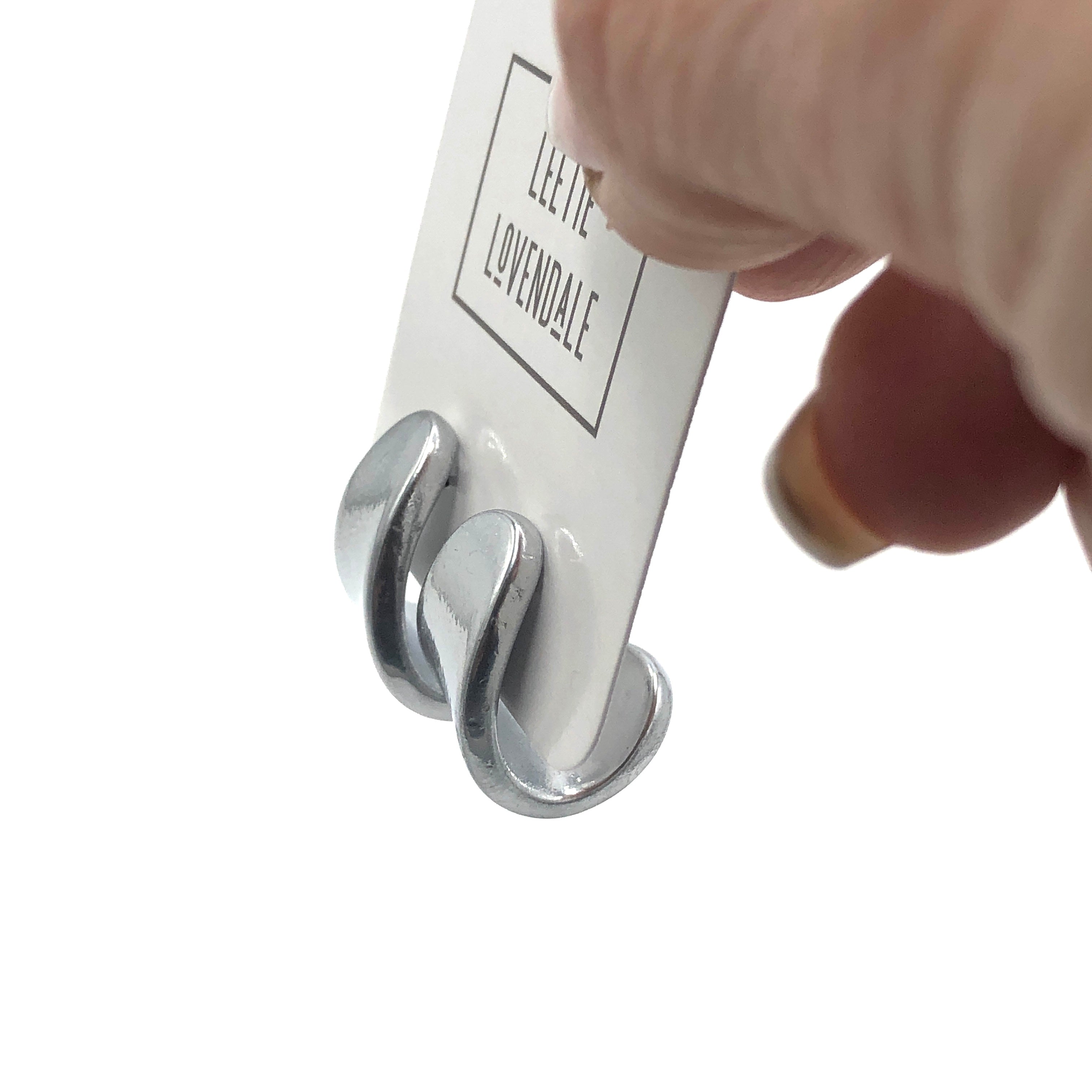 Shabby Metallic Silver Curled Petal Stud Earrings